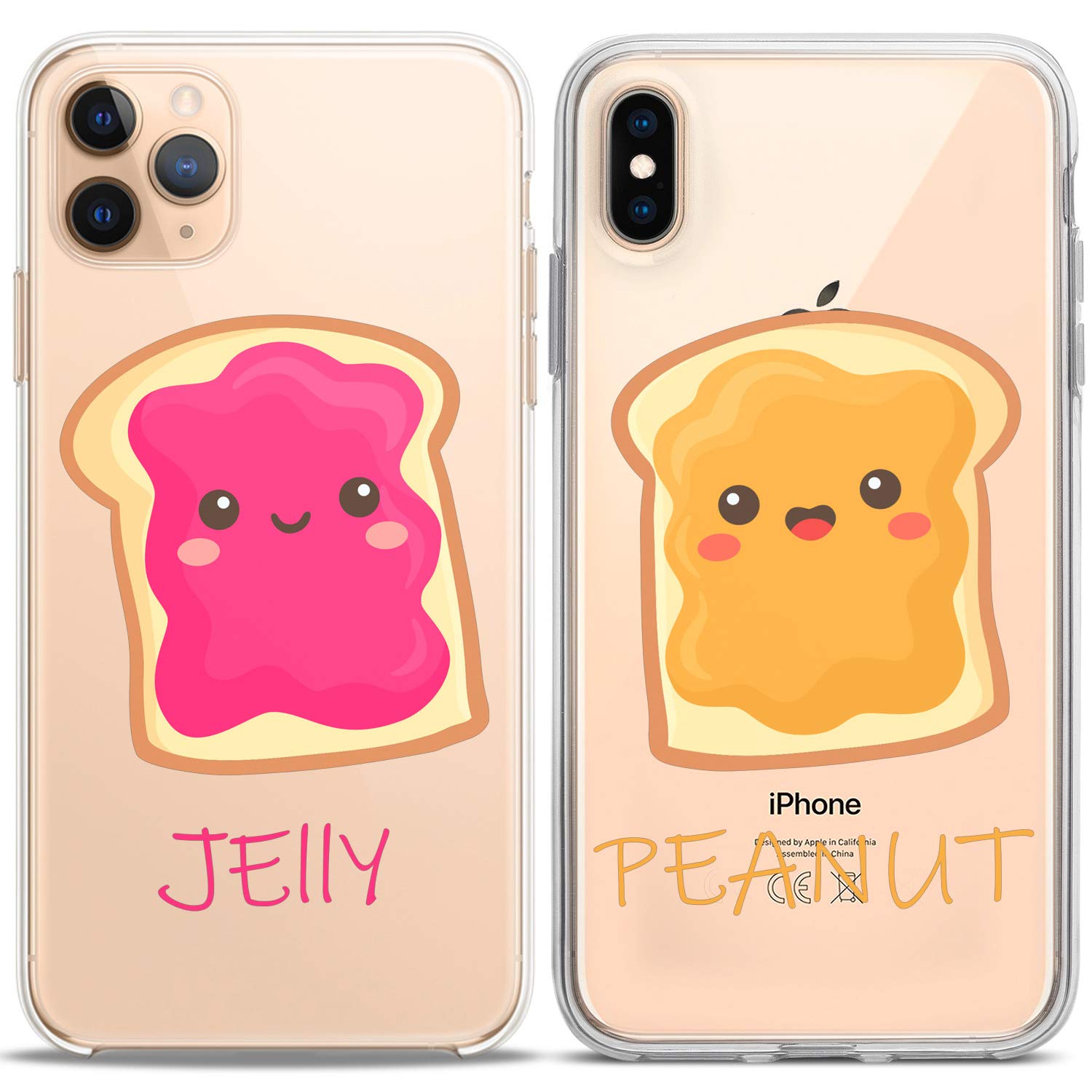 **Matching Couple Phone Cases for iPhone 16/15/14/13/12/11 Pro Max/Mini/Xs/X/6s/8 Plus/7/Xr/10/SE/5 - Cute Jelly Peanut Toast Pink Silicone Cover - Perfect Gift for Anniversary, Girlfriend & Best Friend - Fun & Kawaii Design for Everyday Use**