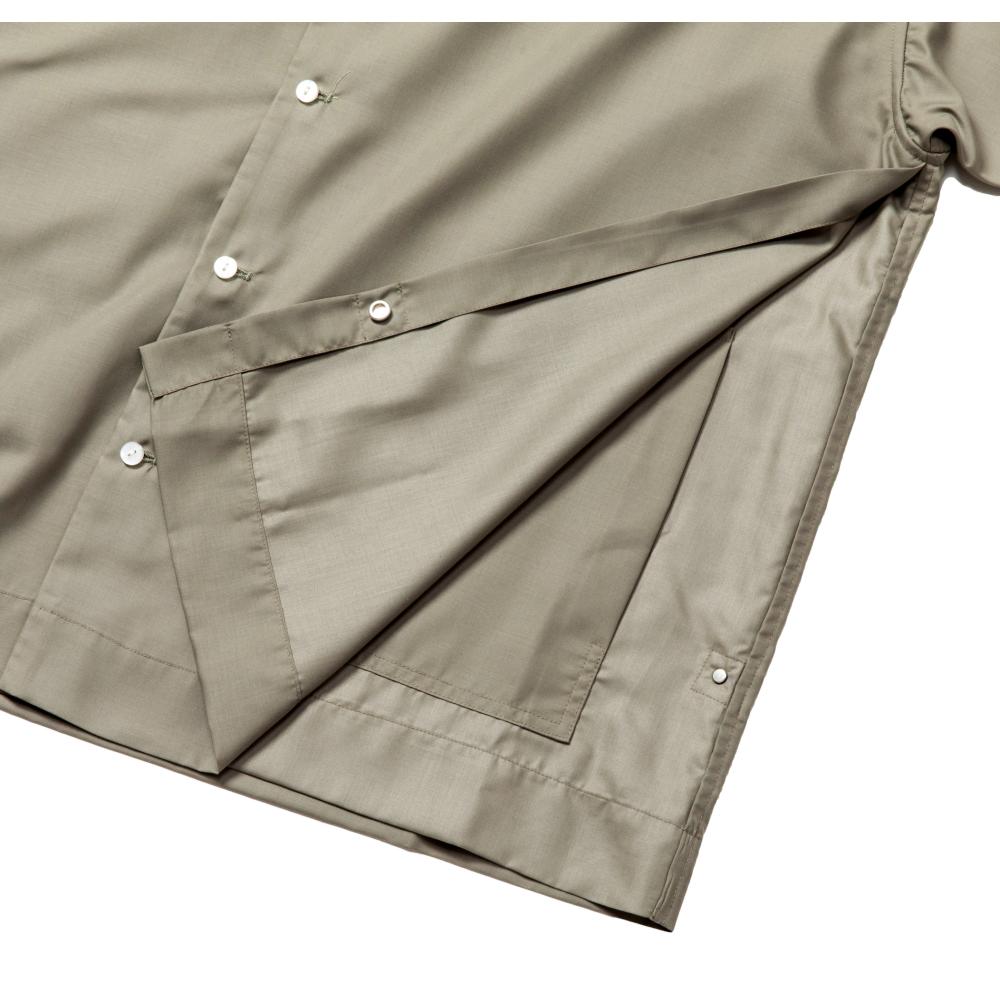 MEANSWHILE Women's Side Slit Open Collar Shirt in Olive Green - Casual & Office Wear for Everyday Style