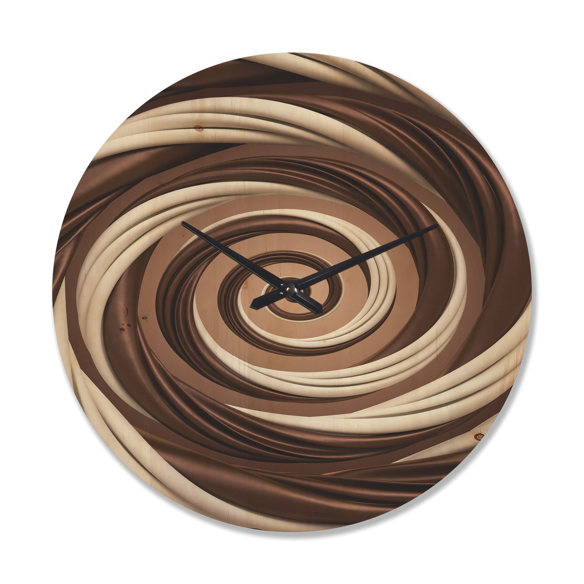 Modern Spiral Wood Wall Clock - Milk Candy & Chocolate Design - Large Decorative Oversized Wooden Clock for Living Room, Bedroom, Office Décor - Perfect for Home, Office & Gift Giving