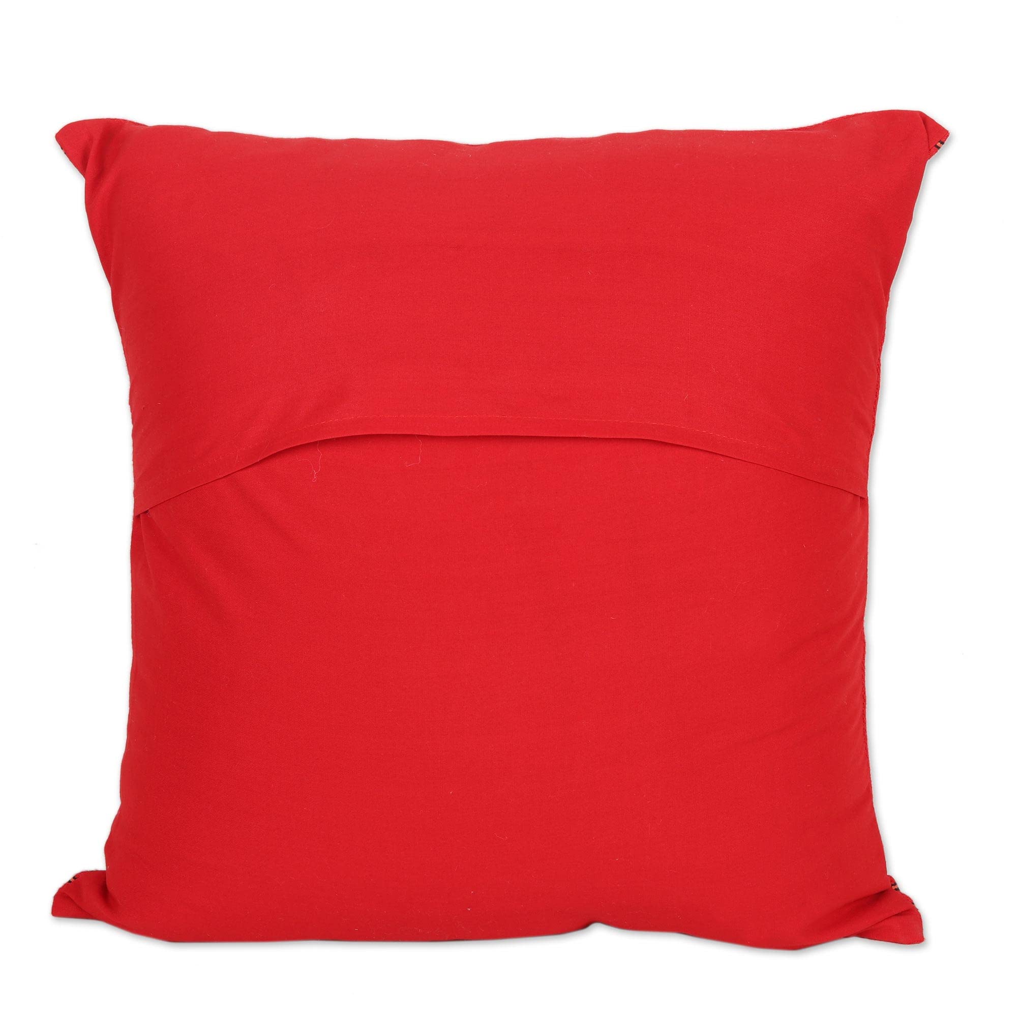 NOVICA Handmade Cotton Cushion Covers Set of 2 - Red Indian Boho Throw Pillow Covers 16.25x16.25 Inches with Bollywood Pattern for Living Room Sofa, Bedroom Decor & Home Accents