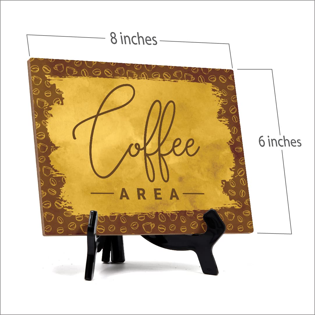 ByLITA Coffee Area Table Sign - 8 x 6 Inch Rustic Wooden Cafe Sign for Coffee Shops, Home Kitchen & Office Break Rooms - Perfect for Coffee Stations, Barista Areas & Coffee Lovers