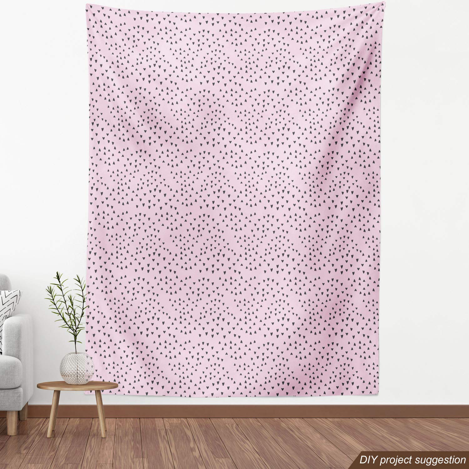 Ambesonne Valentine's Day Heart Fabric by The Yard - Romantic Simplistic Pattern for Upholstery, Home Decor & DIY Crafts - 10 Yards Pale Pink & Dark Taupe - Perfect for Throw Pillows, Table Runners & Bedding Accents