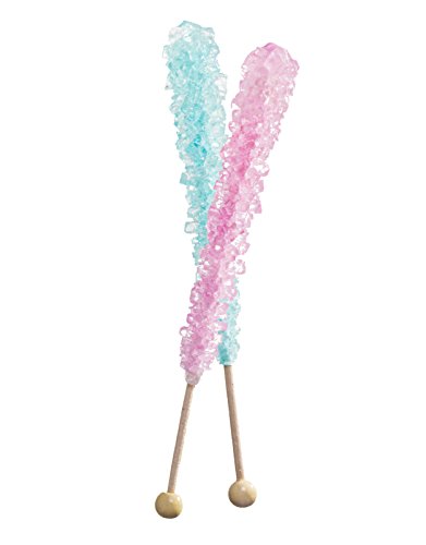 48 Rock Candy Sticks - 24 Light Blue Cotton Candy & 24 Pink Cherry Flavored - Gender Reveal Party Supplies - Individually Wrapped for Baby Shower, Birthday Party & Wedding Favors