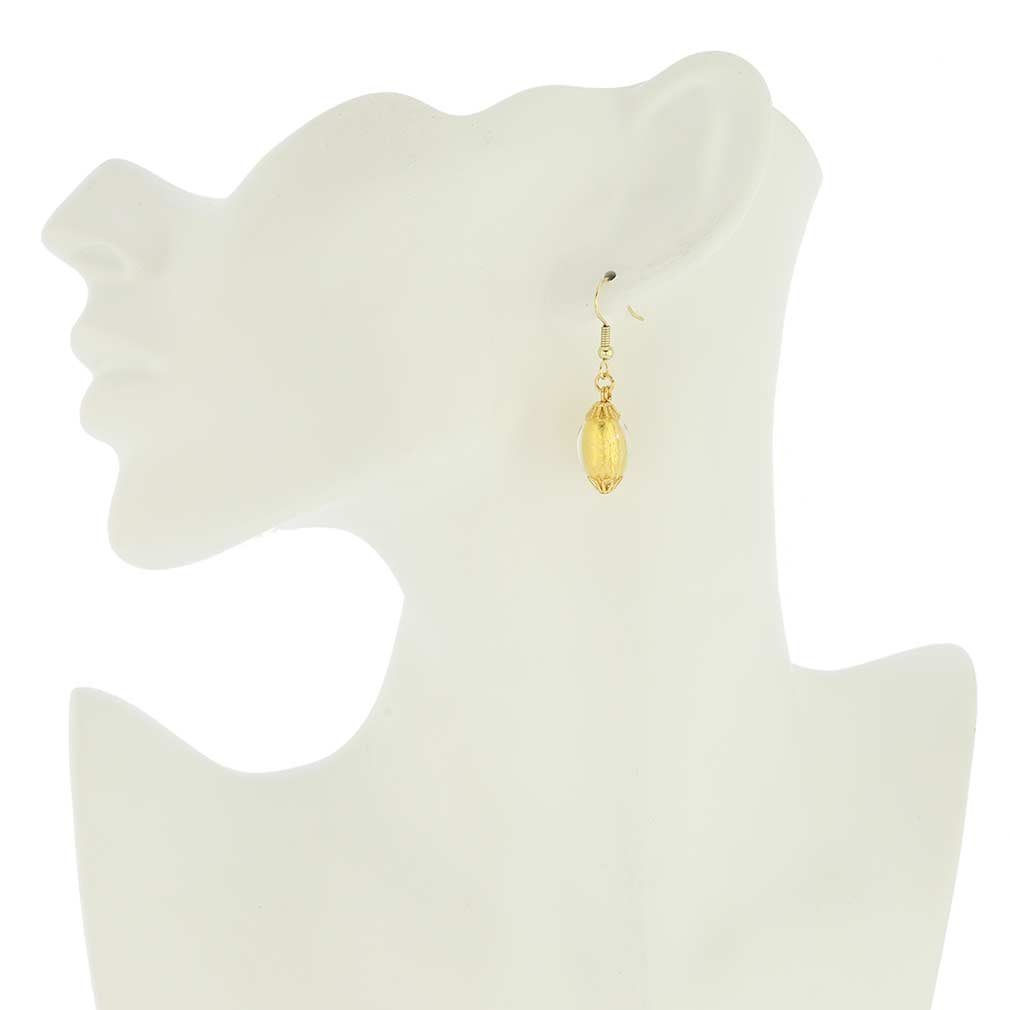 Venetian Murano Glass Olive Earrings - Handmade Liquid Gold Jewelry for Women | Perfect Gift for Weddings, Parties & Special Occasions