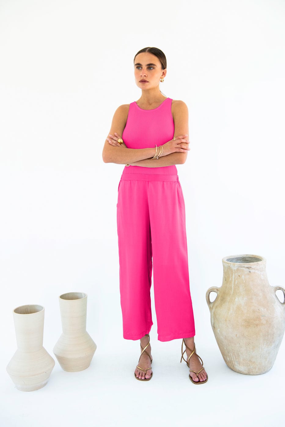 Carina TENCEL™ Modal Cropped Palazzo Pants for Women | High Waist Wide Leg Trousers in Multiple Colors | Comfortable & Breathable for Office, Travel & Casual Wear