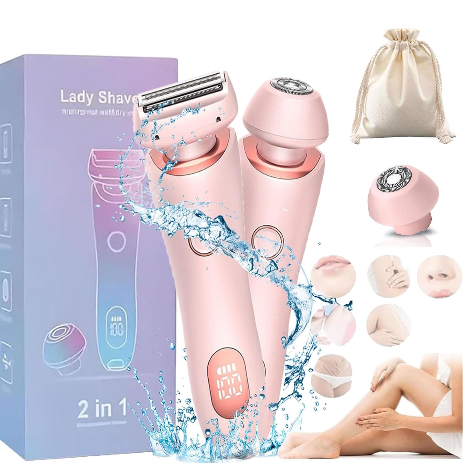 Premium The Glide Pro 3.0 Electric Razor for Women - 2-in-1 Waterproof Shaver & Bikini Trimmer - Wet/Dry Use - Painless Hair Removal with Removable Head - Perfect for Travel, Gym & Sensitive Skin Care