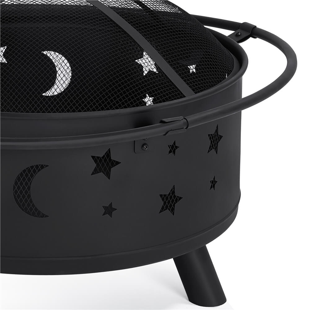 Yaheetech 30-Inch Iron Fire Pit Set - Outdoor Fire Pit for Backyard, Patio, Camping & Garden - Heavy Duty Fire Pit with Spark Screen & Poker - Perfect for Bonfires, S'mores & Outdoor Gatherings