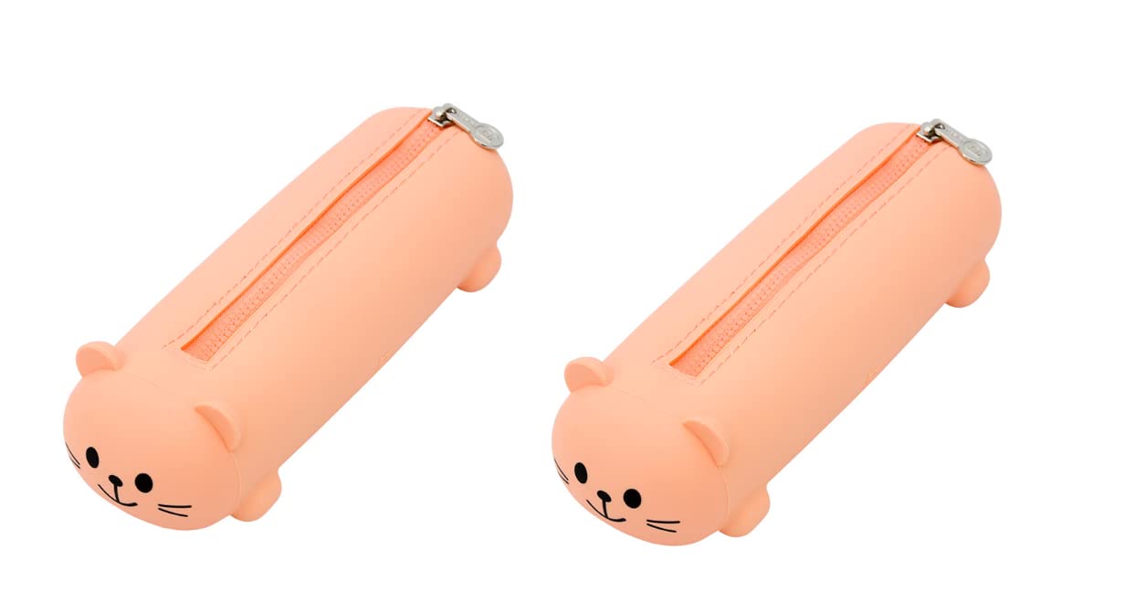 Homies Silicone Cute Panda Bear Mini Pencil Case - Cat Shaped Colorful Pouch Wallet for School & Office (2-Pack Random Colors) - Perfect for Students, Artists & Stationery Lovers