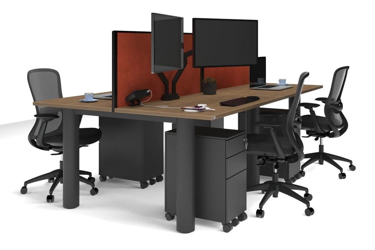 Quadro Cylinder Leg 4-Person Office Workstation Desk [1200L x 700W] - Modern Collaborative Workspace Solution for Team Projects & Office Meetings