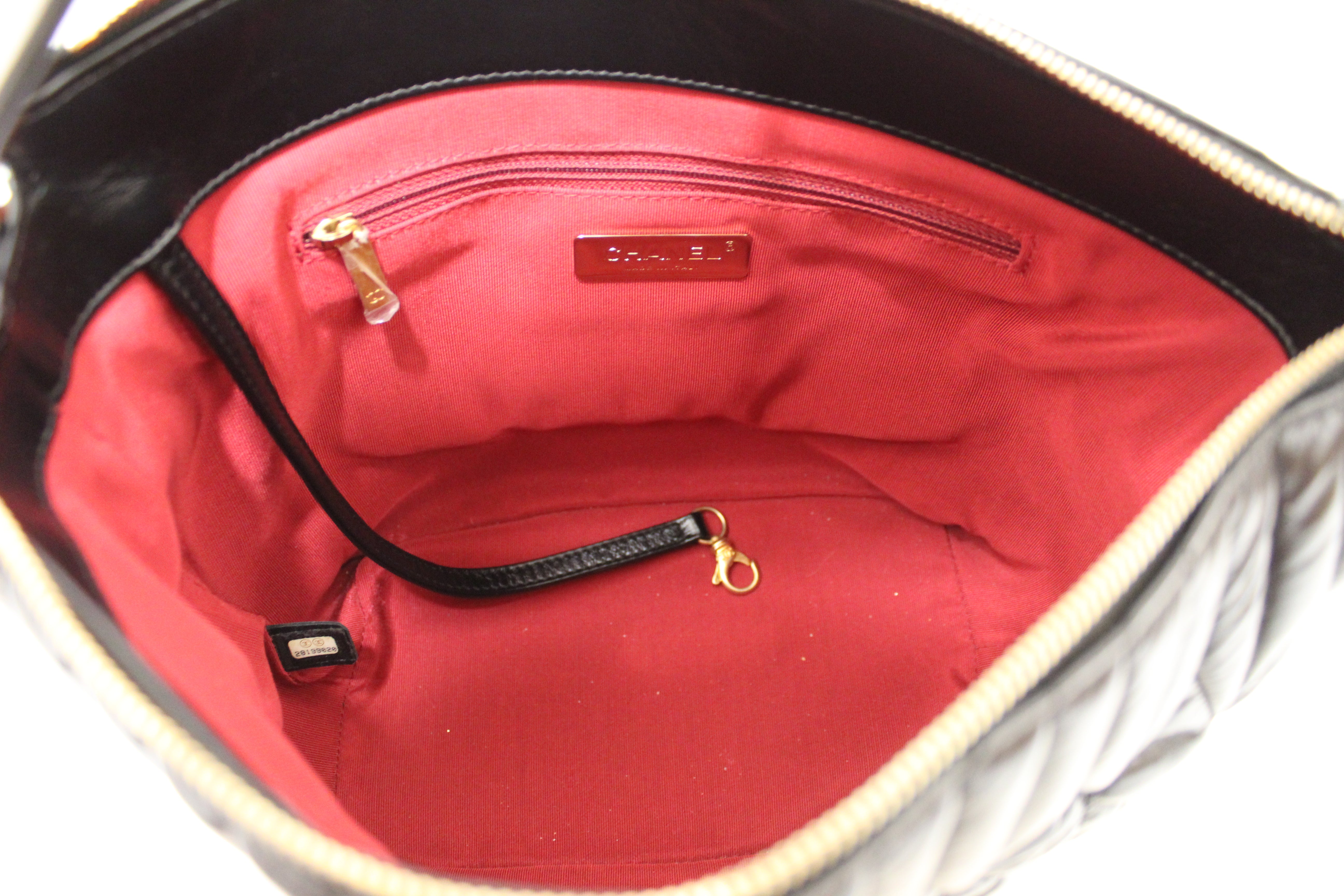 Authentic Chanel Black Quilted Calfskin Leather Hobo Bag - Luxury Designer Handbag for Women, Perfect for Work, Travel & Evening Events