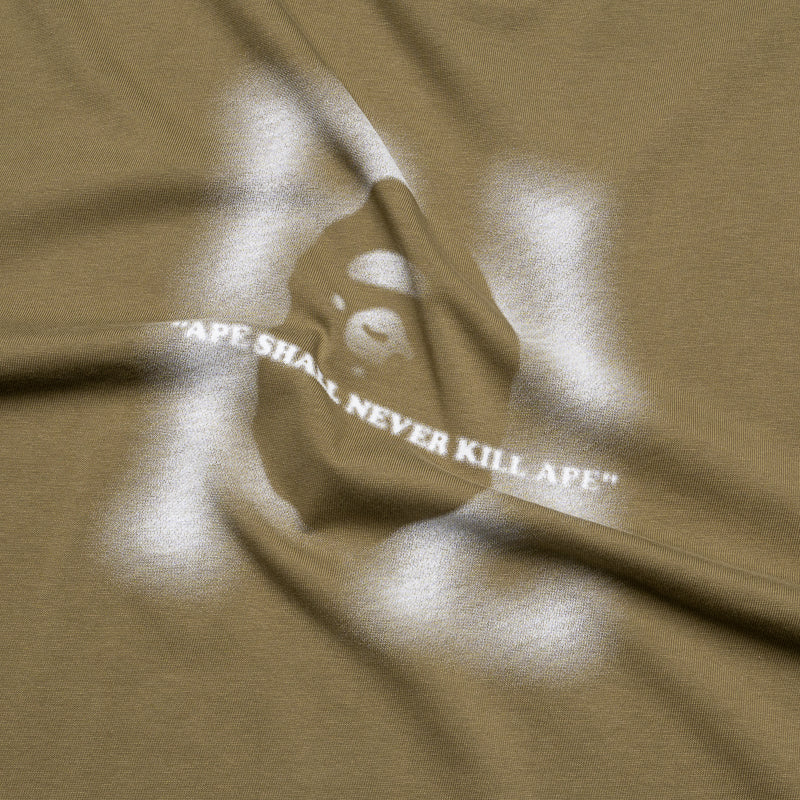 BAPE Blur Logo T-Shirt for Men - Olive Drab Green Streetwear Fashion Tee | Casual Wear & Urban Style Outfits