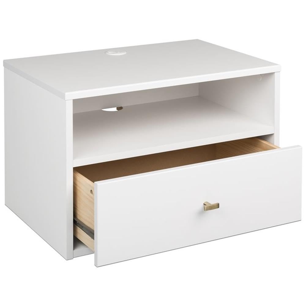 Allora Modern 1-Drawer Floating Wooden Nightstand - White Wood Bedside Table for Small Spaces | Perfect for Bedrooms, Apartments & Studio Living