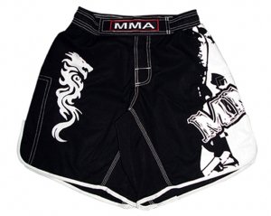 MMA Shorts for Men - Ribstop Cotton Embroidered Screen Print Size L - Martial Arts, Grappling, Kickboxing, Muay Thai Training Shorts - Perfect for Combat Sports & Gym Workouts