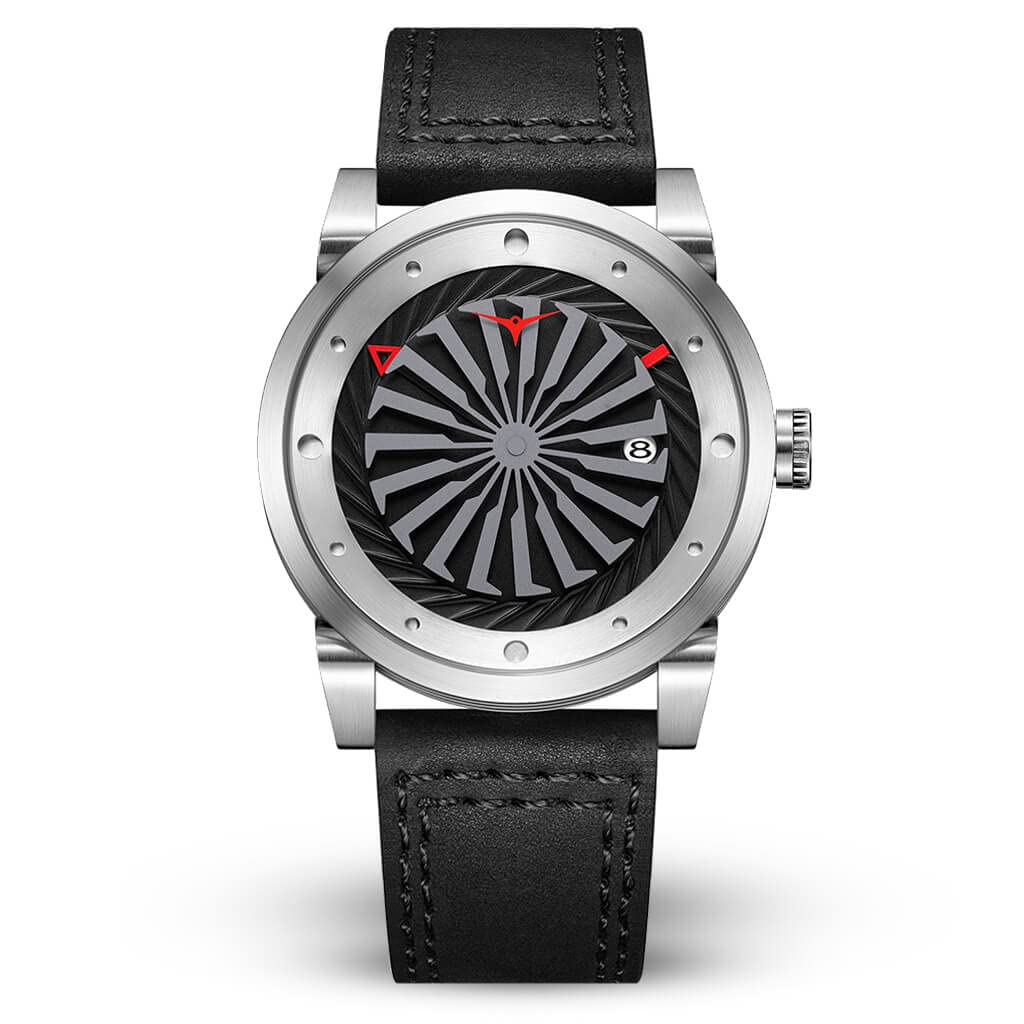 Zinvo Luxury Men’s Automatic Watch with Italian Leather Band - 44mm Turbine Blade Wristwatch for Business & Formal Occasions - Perfect Gift for Professionals & Watch Collectors
