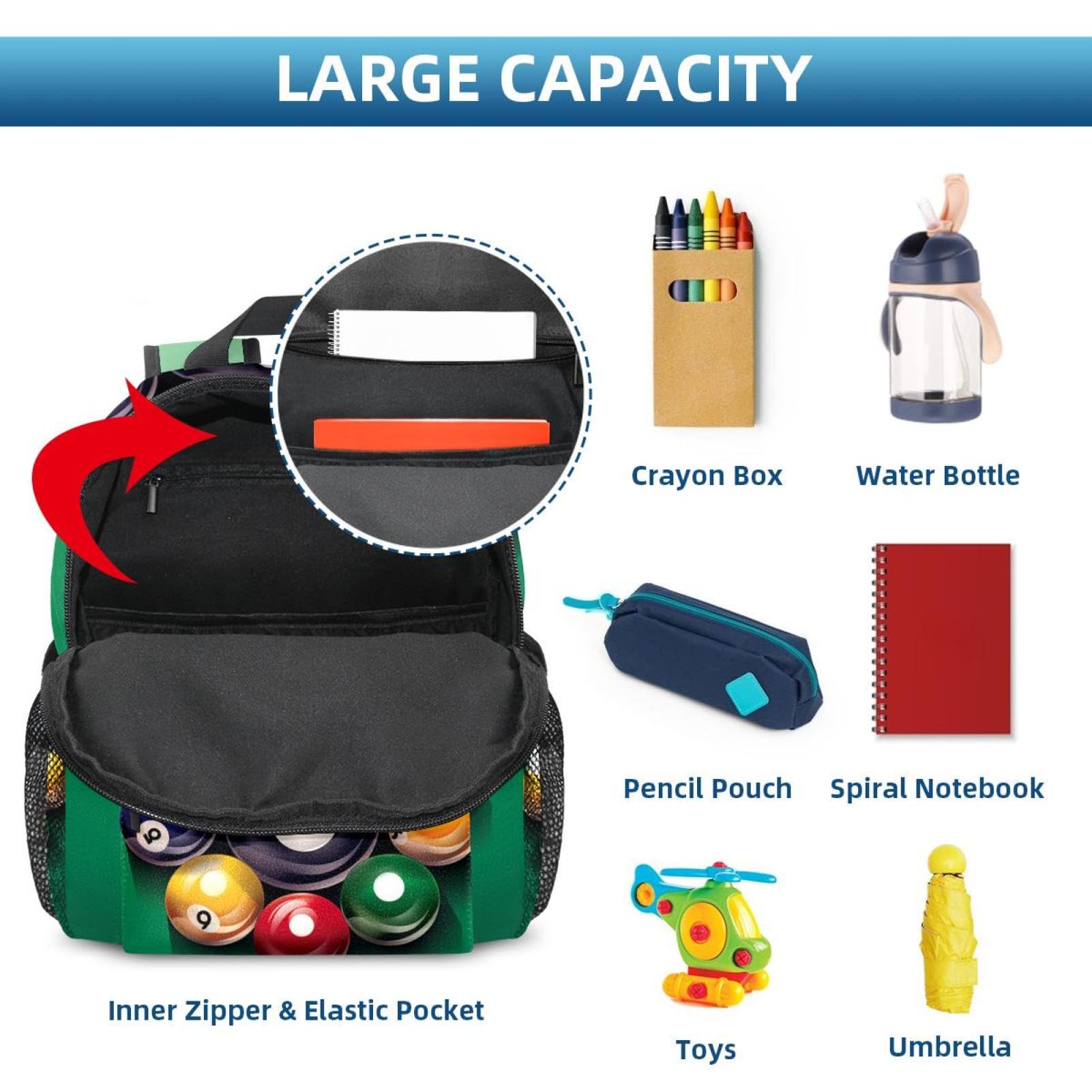 Stylish Travel Backpack for Women & Men - Durable Laptop Backpack with Billiard Design for Work, School & Outdoor Adventures