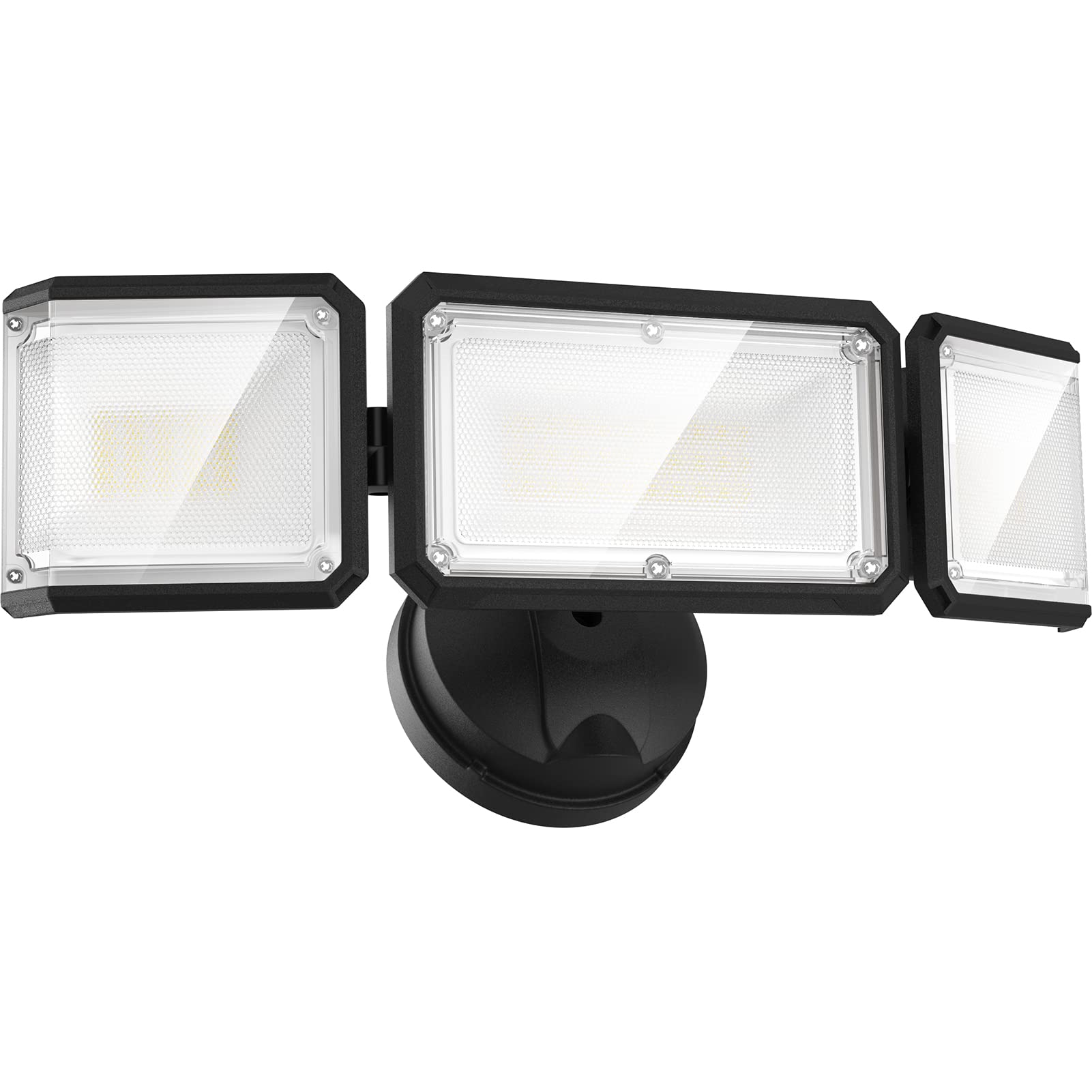 LEPOWER 42W LED Flood Lights Outdoor - 4200LM Bright Security Lights with 3 Adjustable Heads, Switch Controlled, 220° Wide Angle & IP65 Waterproof - Perfect for Garage, Yard, Porch, Backyard, and Driveway Lighting (Black)