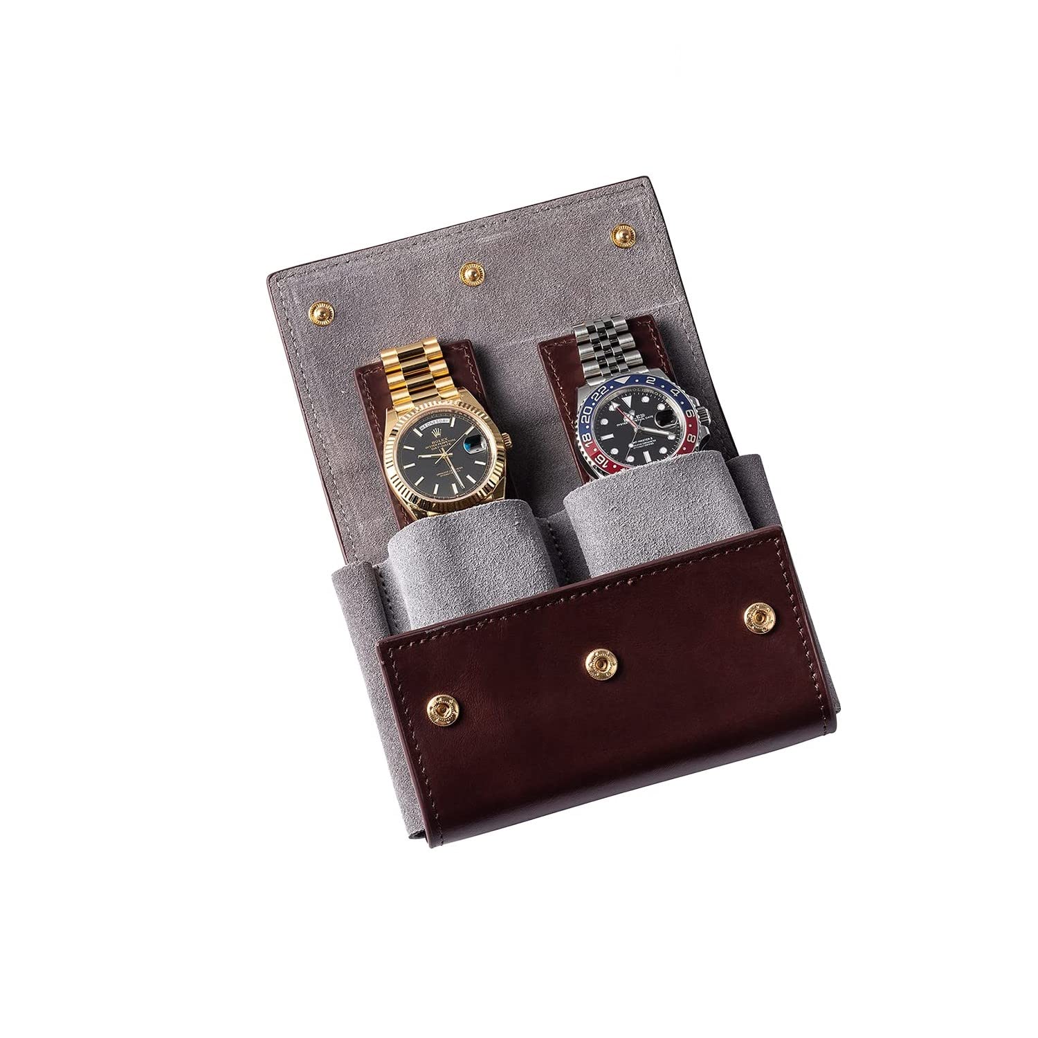 Italian Leather Watch Pouch - Travel Case for Single/Double Watches - Luggage Organizer for Business Trips & Vacations