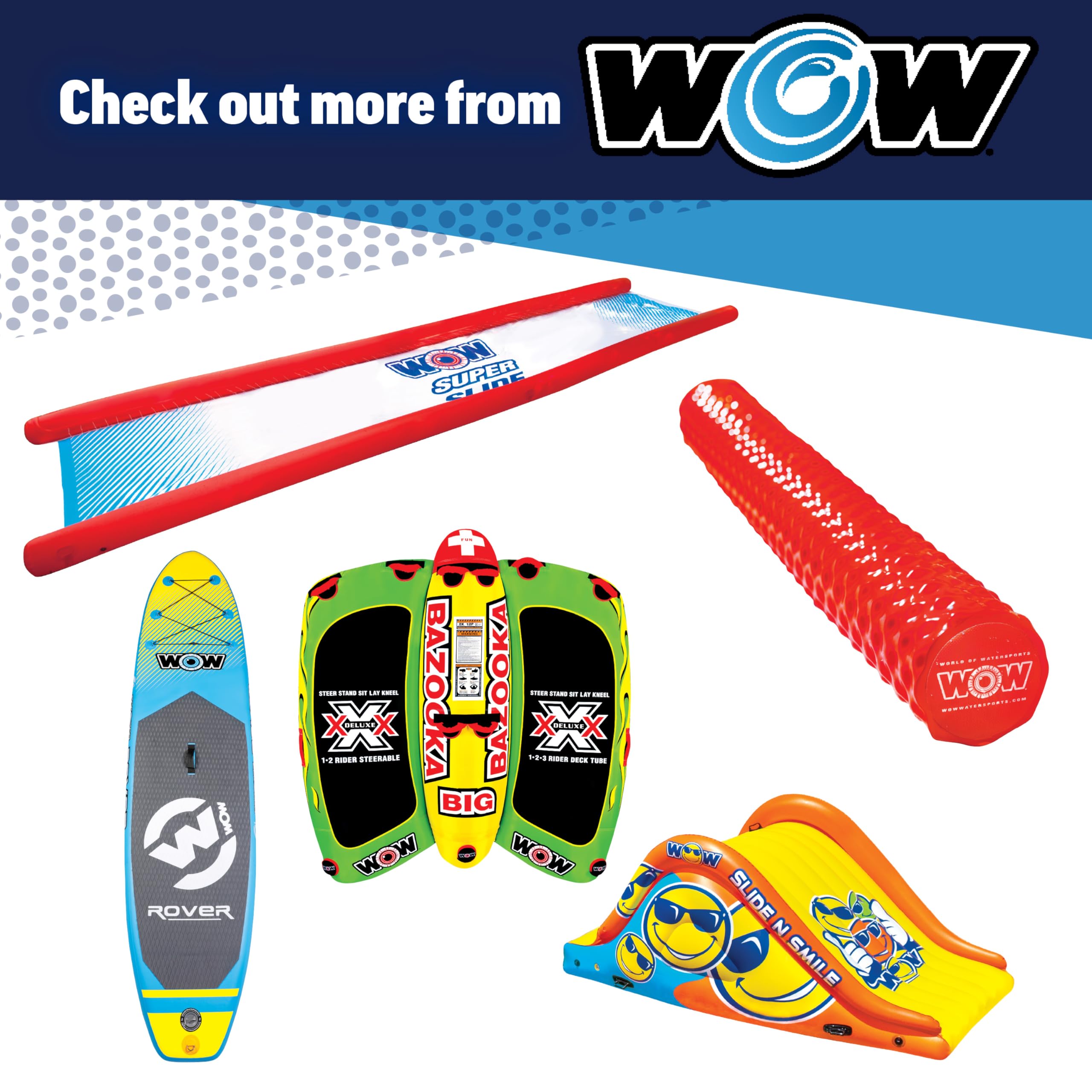 WOW Sports Super Sub Towable Tube for Boating - 1-2 Person Inflatable Water Tube with 340 lbs Capacity - Perfect for Water Sports, Lake & Ocean Fun - Great for Youth & Adults