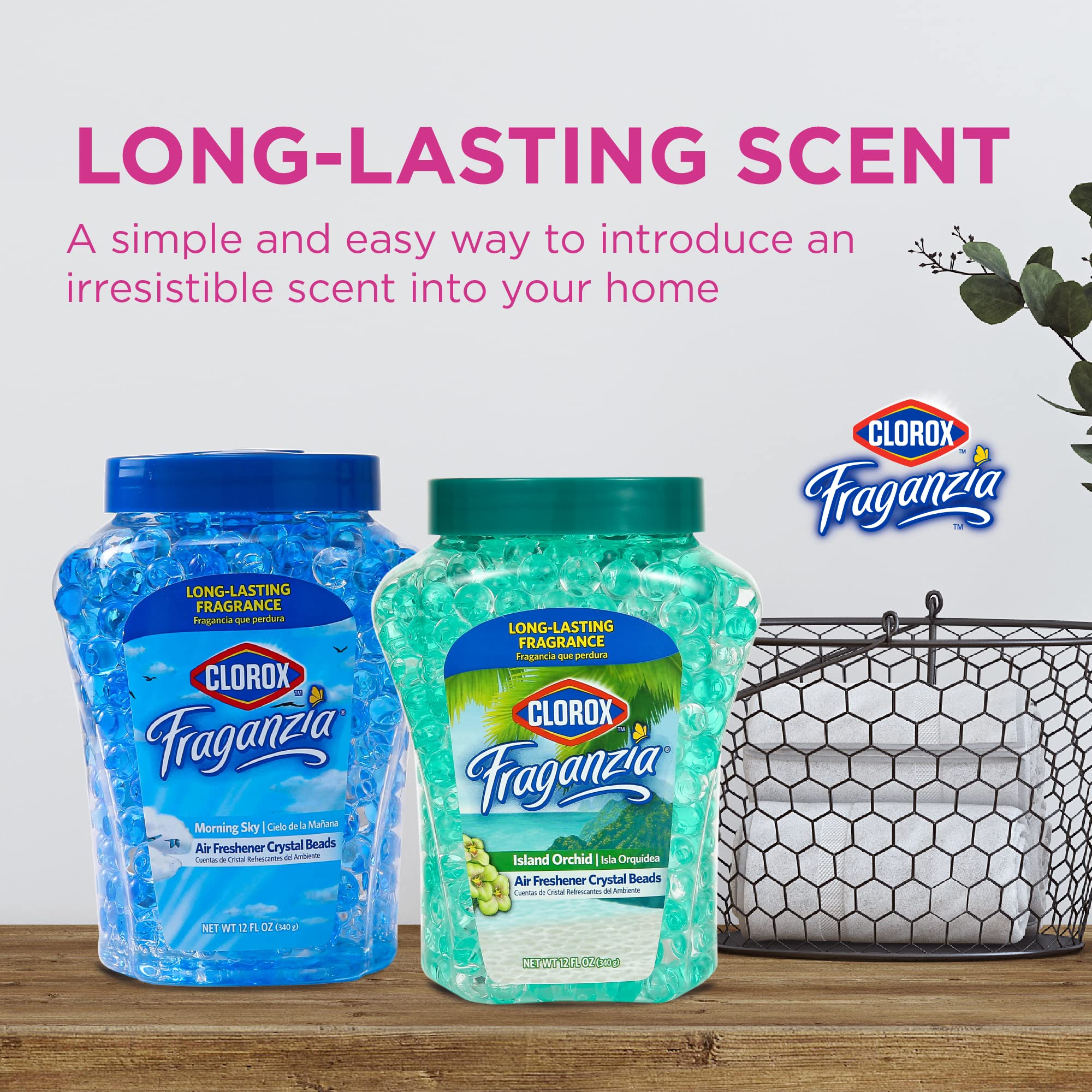Clorox Fraganzia Crystal Beads Air Freshener - Long-Lasting Gel Beads in Island Orchard Scent | 12 Oz (6 Pack) | Freshen Home, Bathroom, Car & Office | Eliminate Odors Naturally