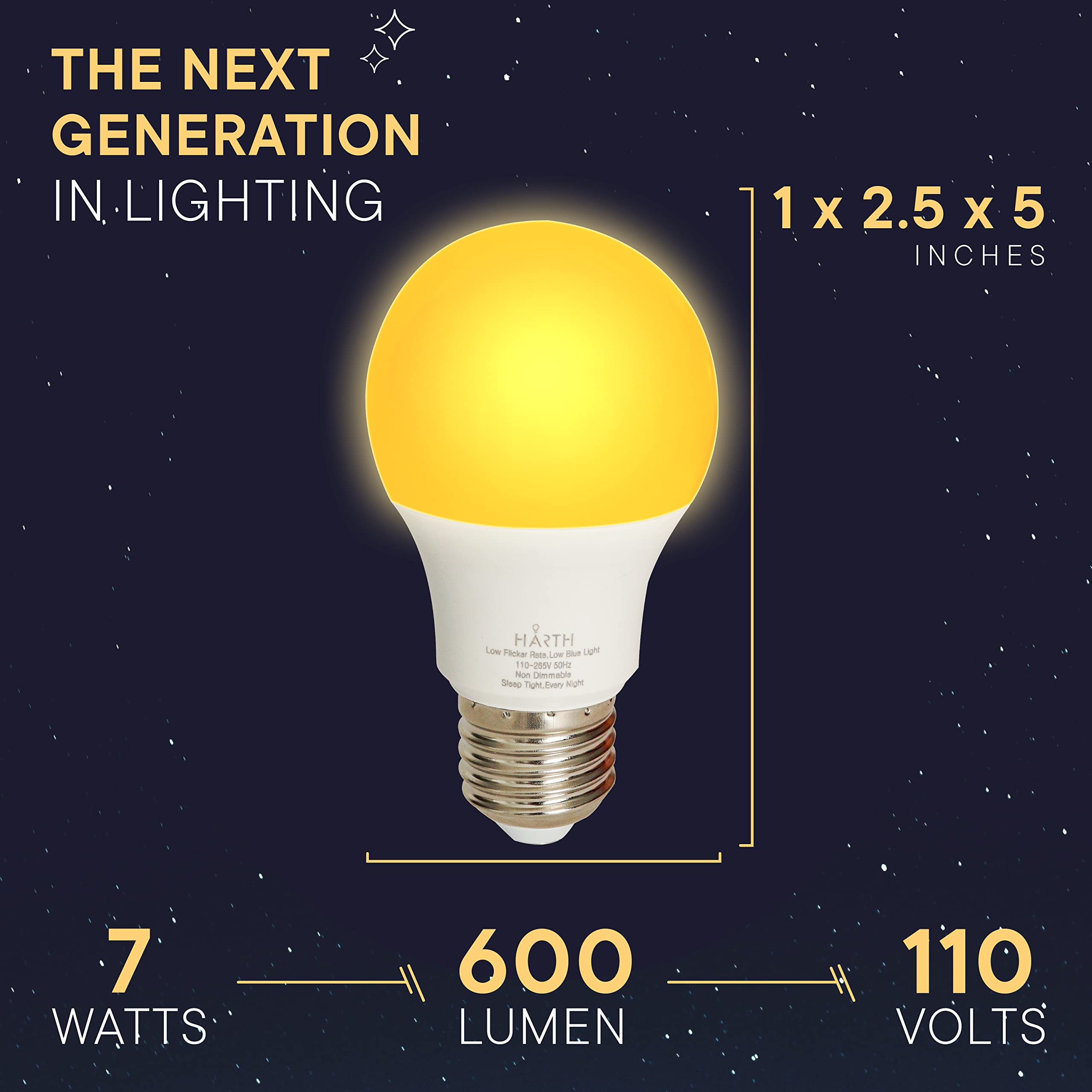 2 Pack Amber Sleep Light Bulbs - Blue Light Blocking LED for Bedroom, Warm Soft Glow, 7W E26 Base (60W Equivalent) - Perfect for Night Lamps, Nursery, Kids Room & Relaxation