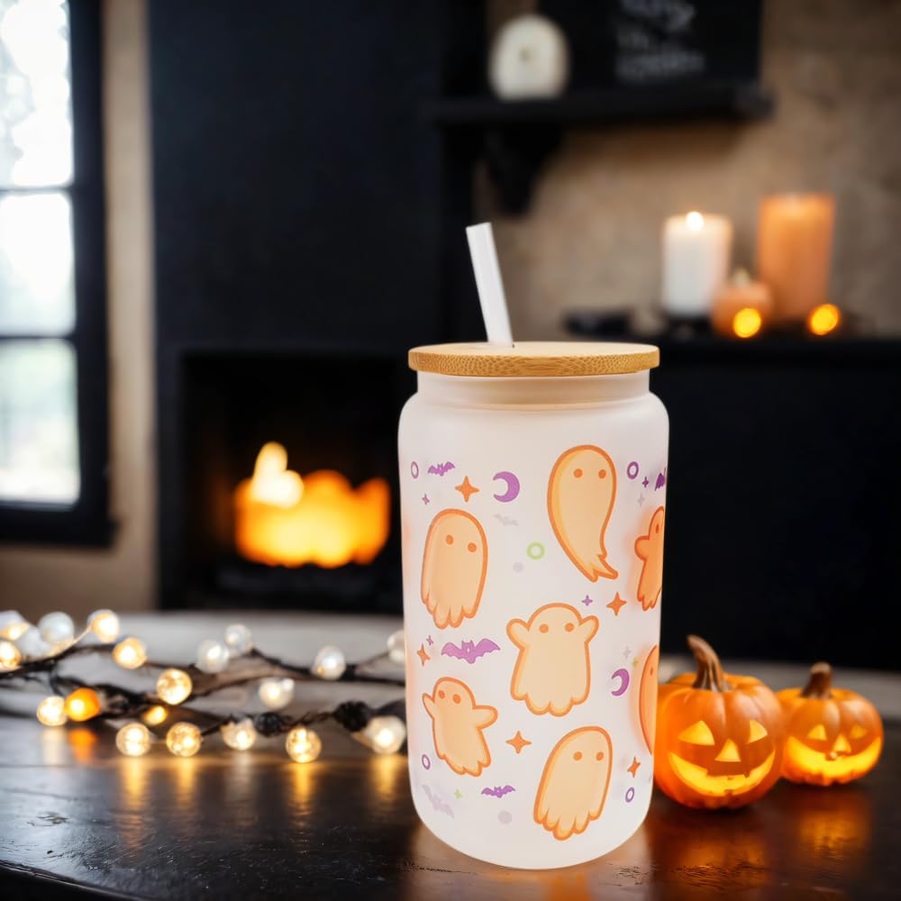 16oz Matte Glass Tumbler Cups with Lids & Straws - 25 Pack Frosted Sublimation Blanks for Custom Designs - Perfect for Coffee, Smoothies, and Personalized Gifts