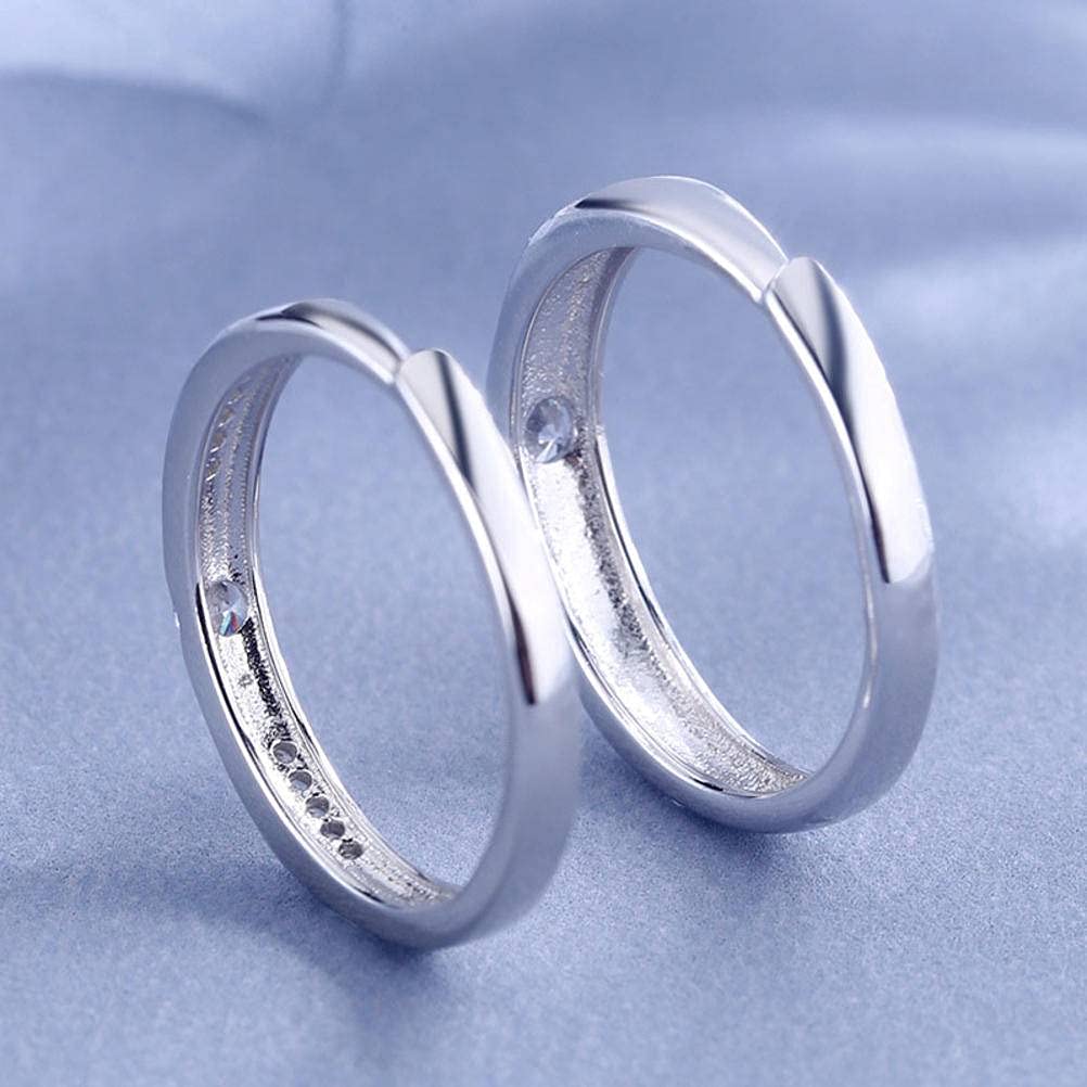 Sterling Silver Open Finger Ring S925 - Micro-Inlaid Zircon Diamond Couple Ring for Men & Women - Adjustable Proposal Wedding Engagement Jewelry Gift for Lover - Perfect for Anniversaries, Valentine's Day & Romantic Occasions
