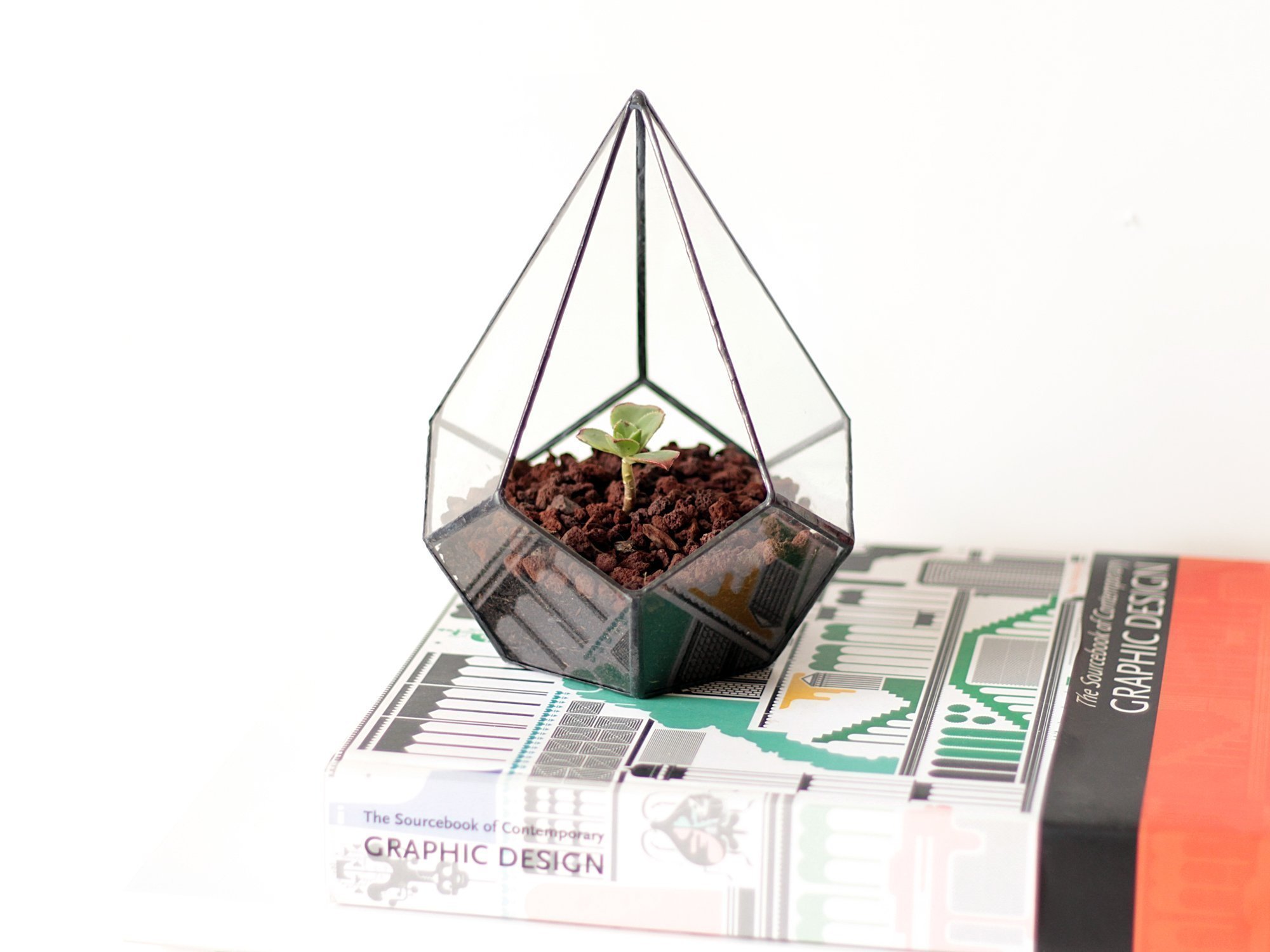 Elegant Small Glass Geometric Holiday Table Centerpiece - Teardrop Shape in Copper, Silver & Black | Perfect for Christmas, Thanksgiving & Wedding Decorations