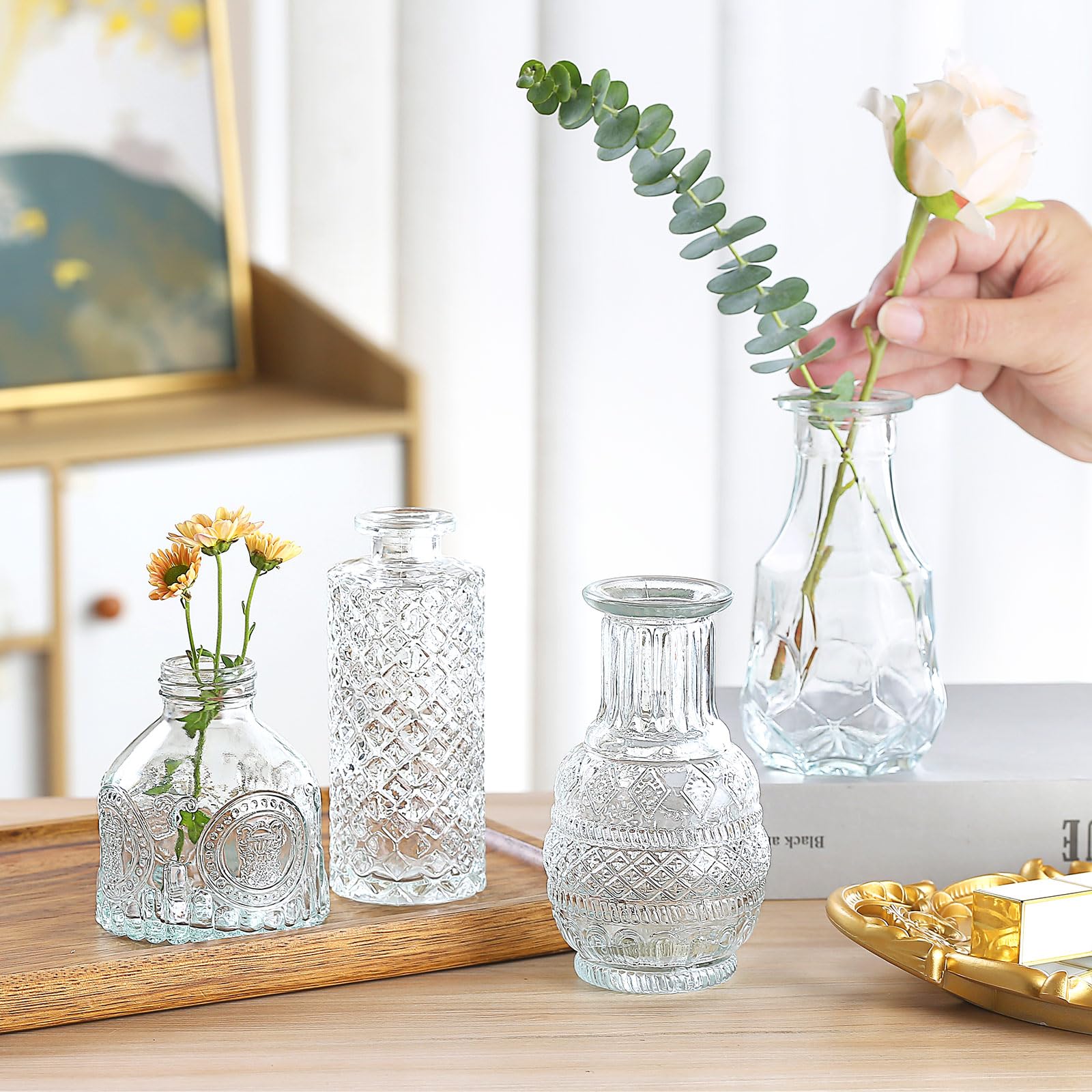 30-Piece Bulk Glass Bud Vases Set - Small Clear Flower Vases for Wedding Centerpieces, Table Decor, Christmas Home Decor - Perfect for Wedding Receptions, Holiday Parties & Floral Arrangements (Clear, 30 pcs)