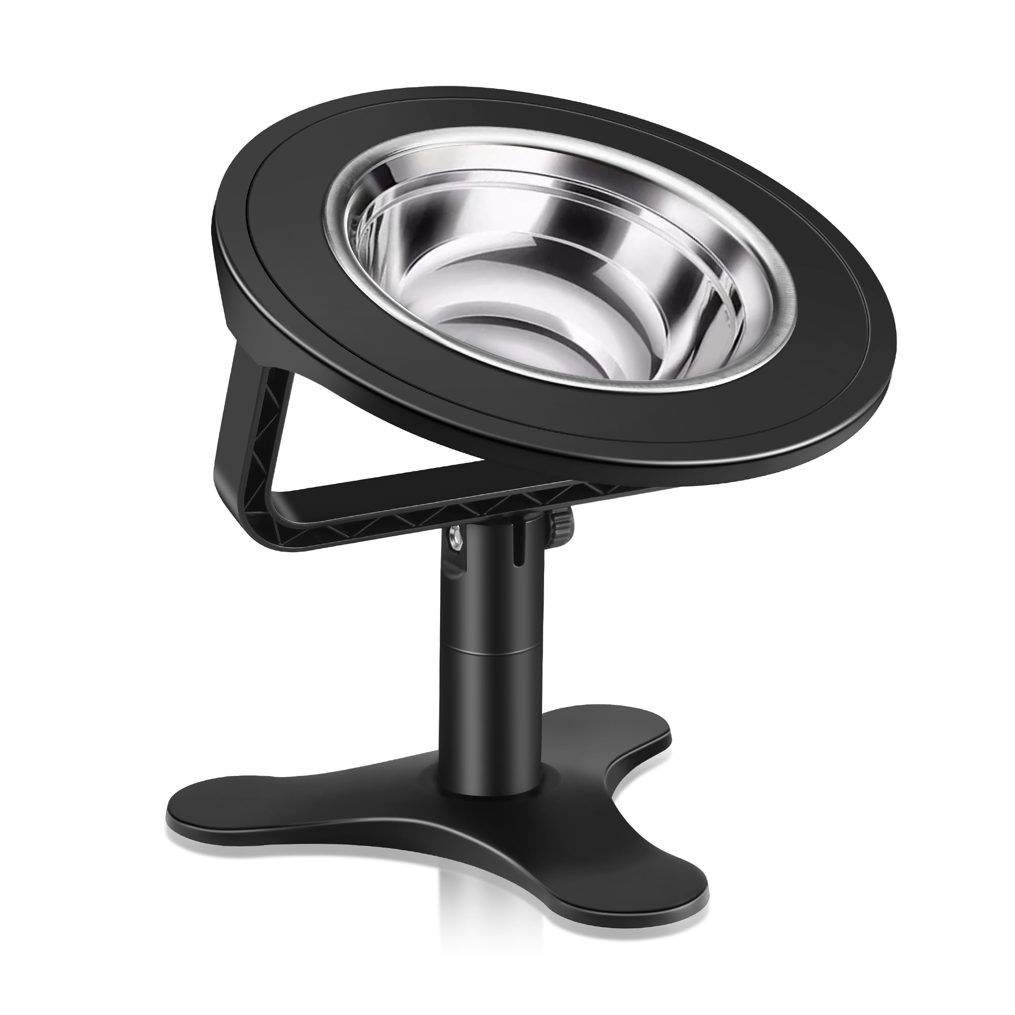 **Adjustable Elevated Cat Bowls with Non-Slip 15° Tilt Stand - Stainless Steel Raised Pet Food & Water Dishes for Cats & Small Dogs (Black, 1 Pack) - Perfect for Healthy Posture & Mess-Free Feeding**