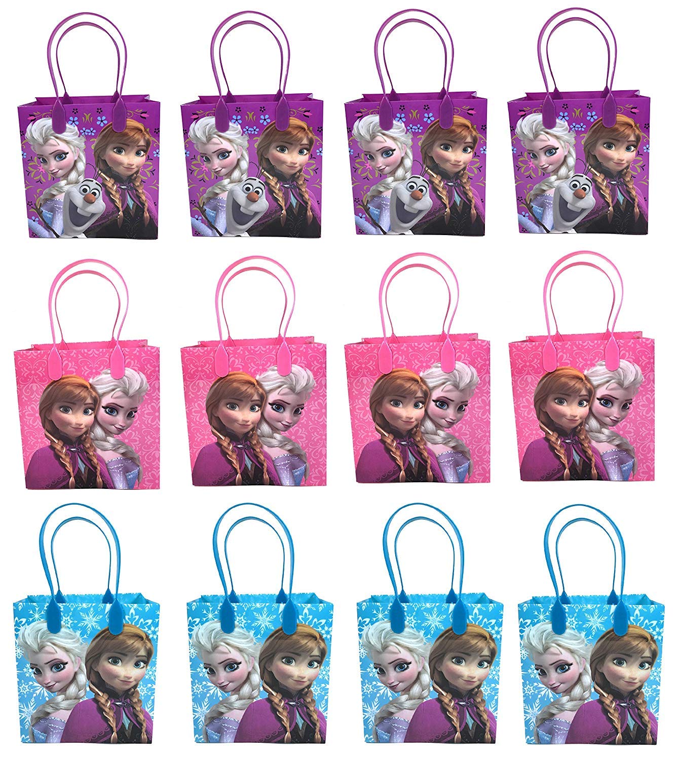 Disney Frozen Party Favor Goodie Bags - 12 Pack Small Gift Bags for Kids Birthday Party Supplies, Baby Shower Favors & Classroom Treats