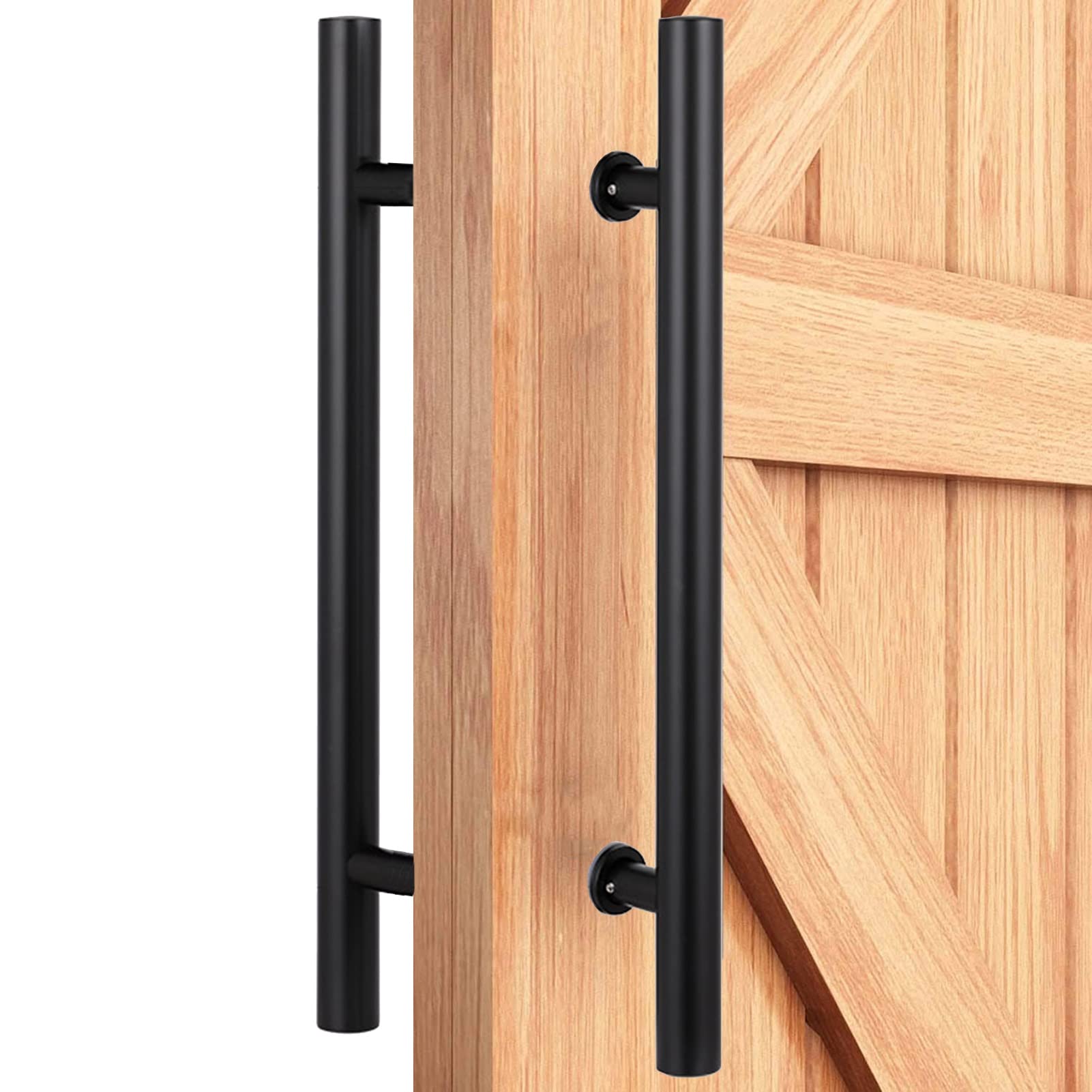 YYSS Stainless Steel Sliding Barn Door Handle Set - Matte Black Push Pull Bar for Interior & Exterior Glass & Wooden Doors (150cm/60in-110cm) | Rust-Resistant Hardware for Home, Office & Commercial Spaces