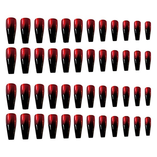 Lurrose 48pcs Long Coffin Press on Nails - Ballerina False Nails Full Cover Glossy French Tips - DIY Artificial Fake Nails for Nail Art, Salon & Home Manicure - Perfect for Parties, Weddings & Special Occasions