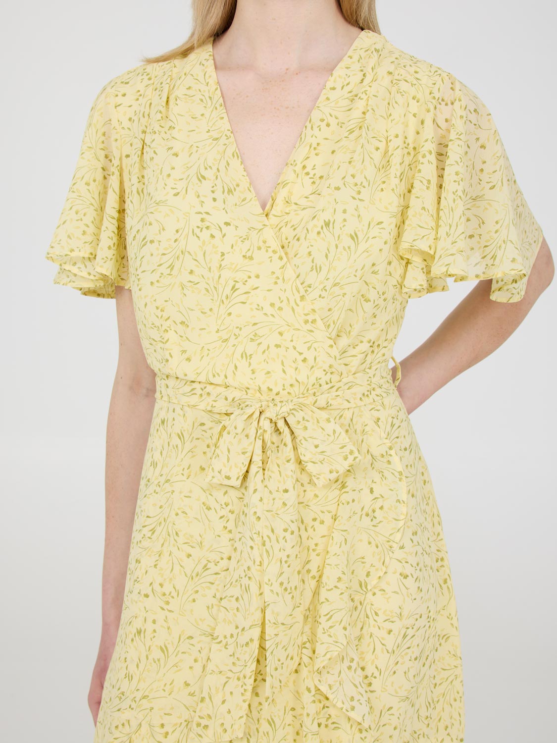 Floral Print Flutter Sleeve Wrap Dress for Women - Summer Boho Maxi Dress with V-Neck & Belt - Perfect for Beach Vacation, Date Night and Outdoor Parties