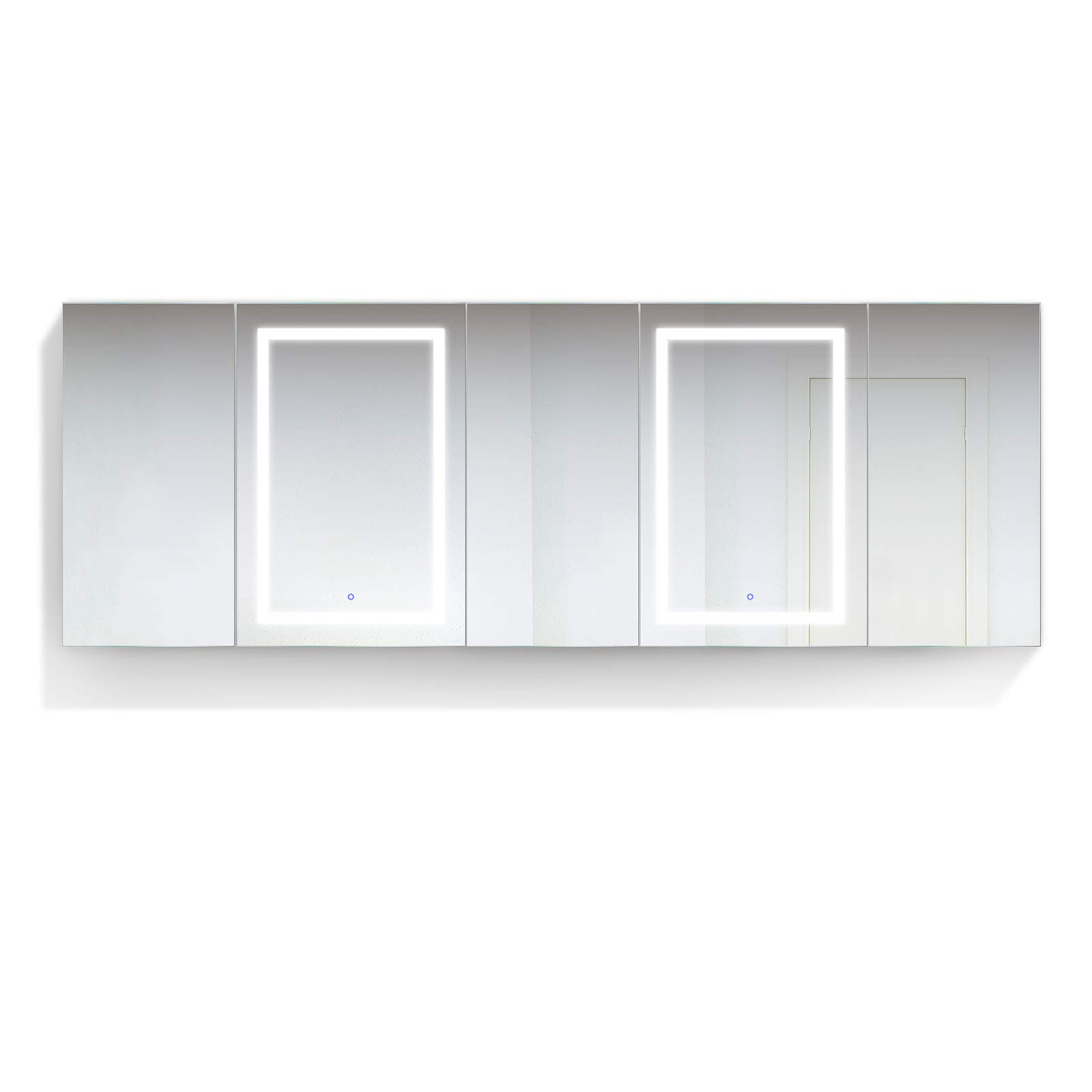 Krugg LED Tri-View Medicine Cabinet with Defogger & Dimmer - 3X Magnification Makeup Mirror, Built-in Outlet & USB Charging Port - 102 x 36 Inches (Left/Right Opening) - Perfect for Bathroom Vanity, Makeup Application & Shaving