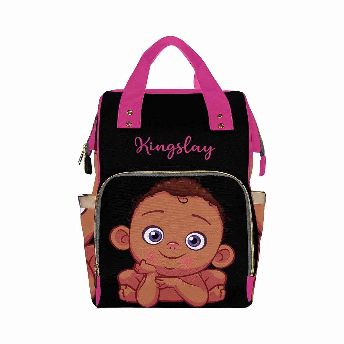 Custom Personalized Diaper Backpack for Moms - Waterproof Multifunctional Baby Boy Nursing Bag, African American Design, Travel & Daypack - Perfect Gift for New Moms & Baby Showers