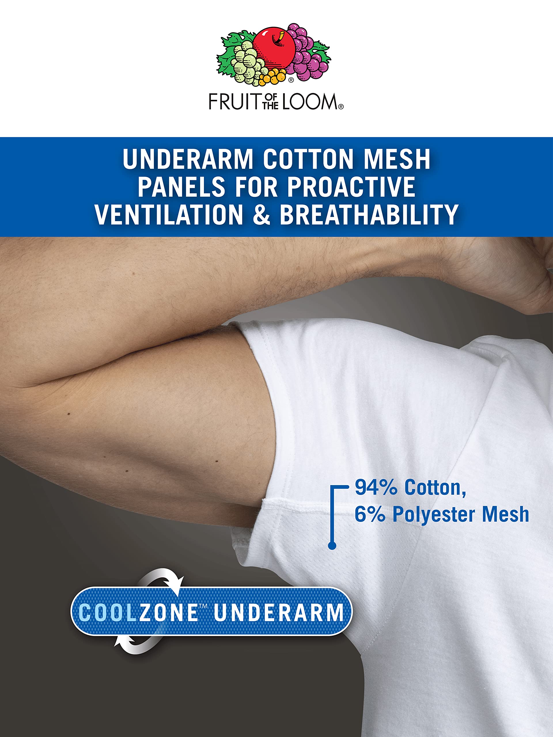 Fruit of the Loom Men's Cooling Performance Undershirts - Quick Dry Moisture Wicking Breathable Workout Shirts for Gym, Running & Everyday Comfort