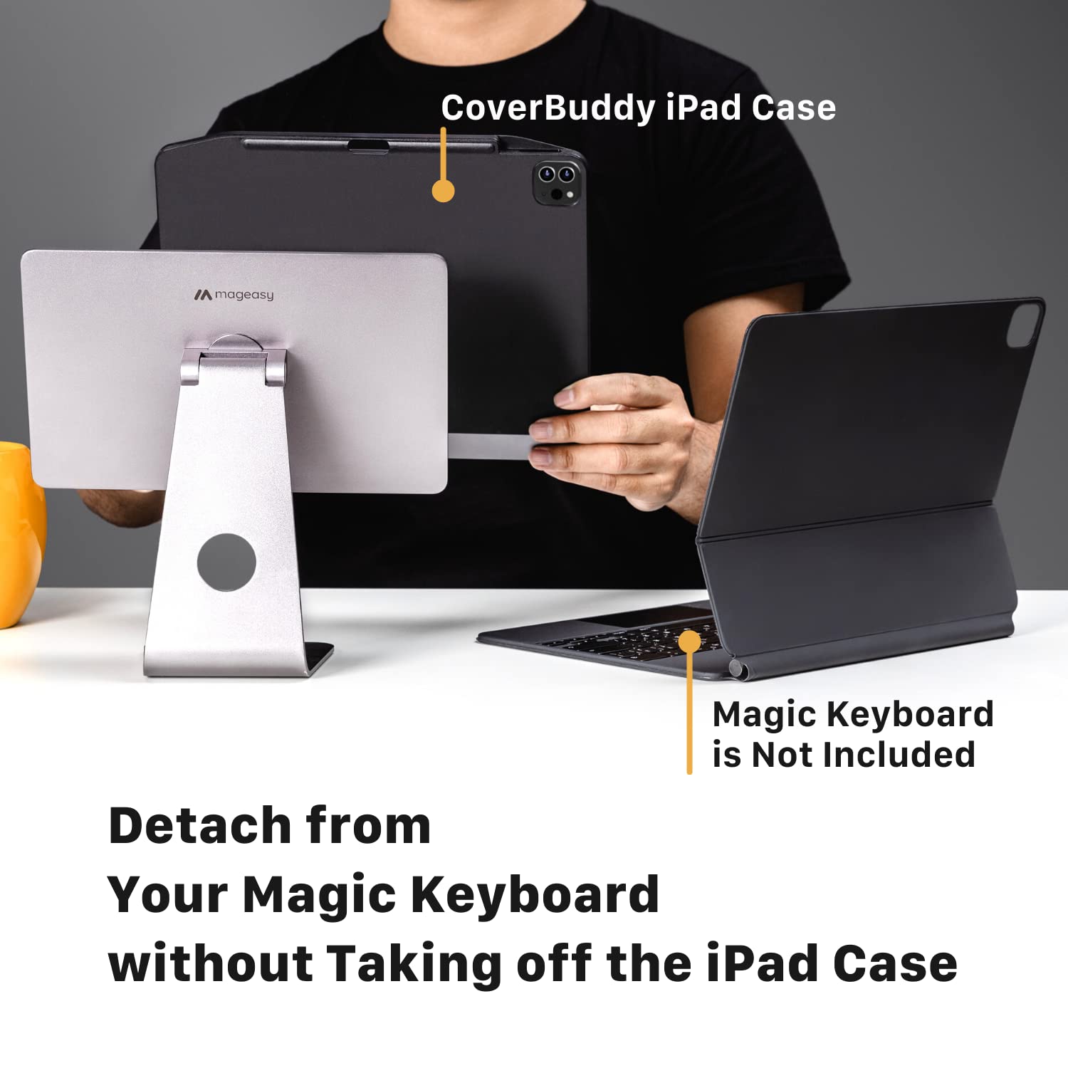 SwitchEasy CoverBuddy iPad Pro 12.9 Case (2021-2022) with Pencil Holder - White | Works with Magic Keyboard for Office & Study