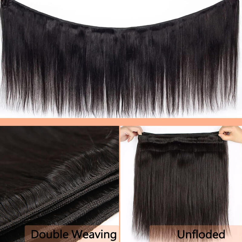 Eullair 10A Virgin Human Hair Bundles - 3/4 Straight Hair Weft Extensions for Natural Look | Perfect for Daily Styling, Parties & Special Occasions