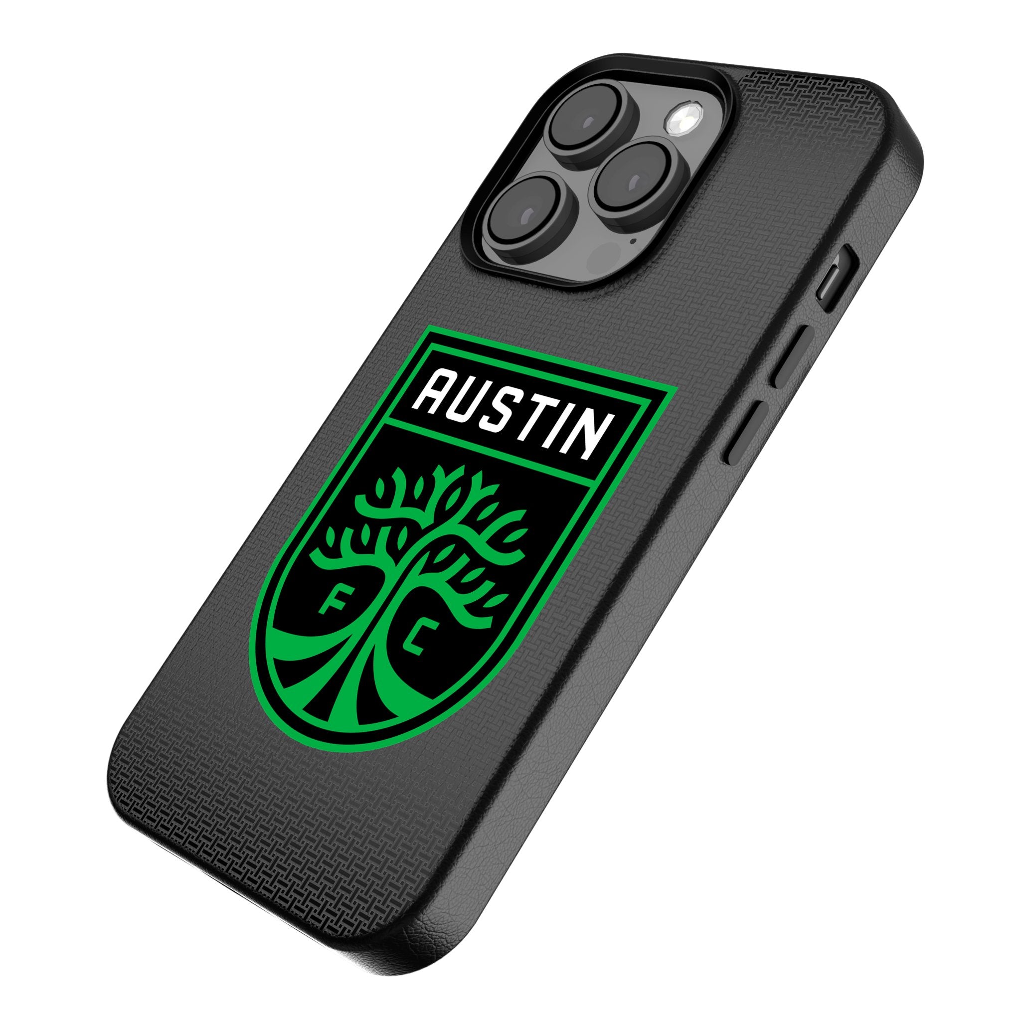 Austin FC MagSafe Compatible Linen Phone Case for Apple iPhone 14/13/12 - Durable & Stylish Cover for Everyday Use & Sports Fans