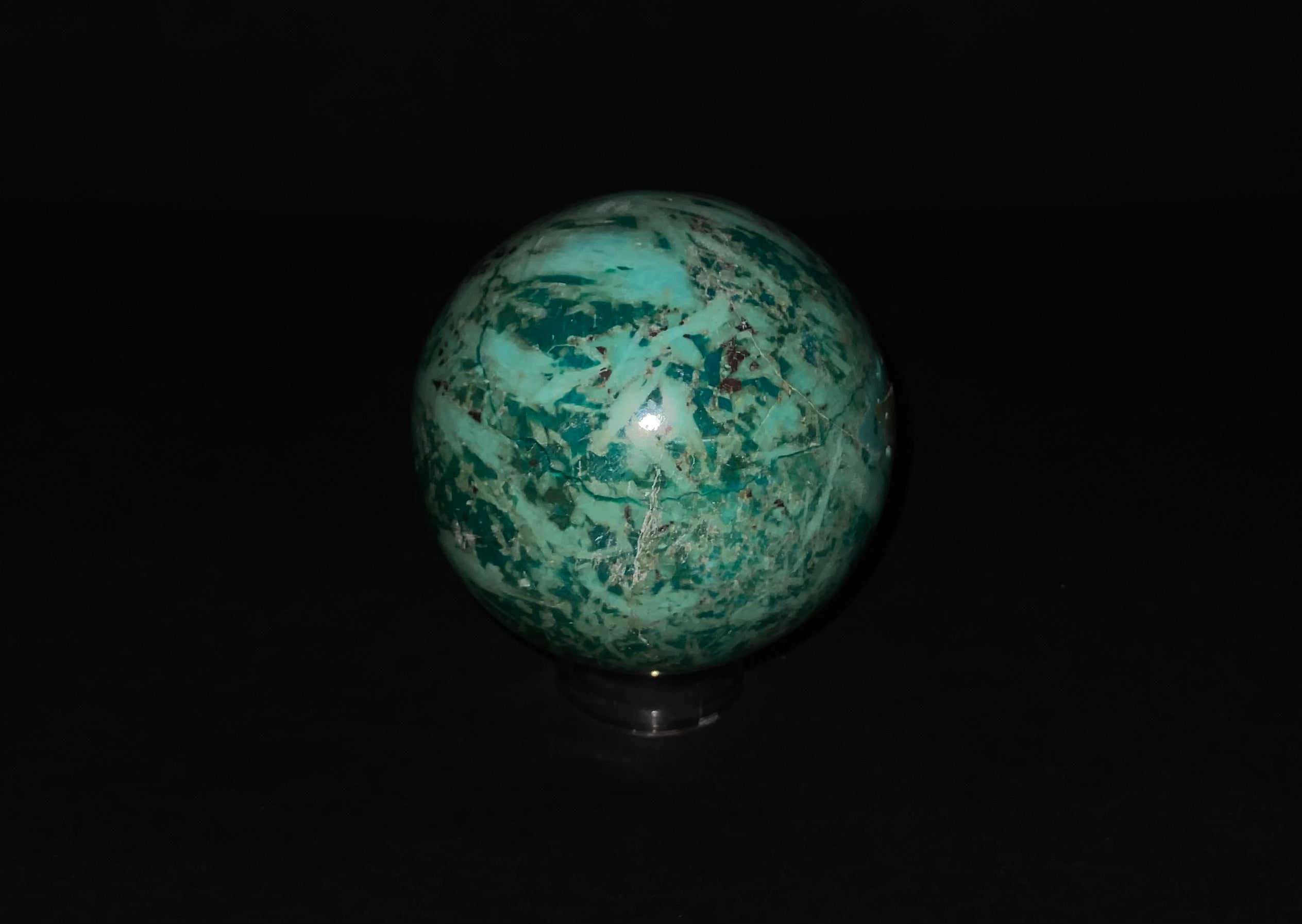 Natural Chrysocolla Sphere - Healing Crystal for Meditation, Energy Balancing & Home Decor - Perfect for Yoga, Reiki & Spiritual Practices