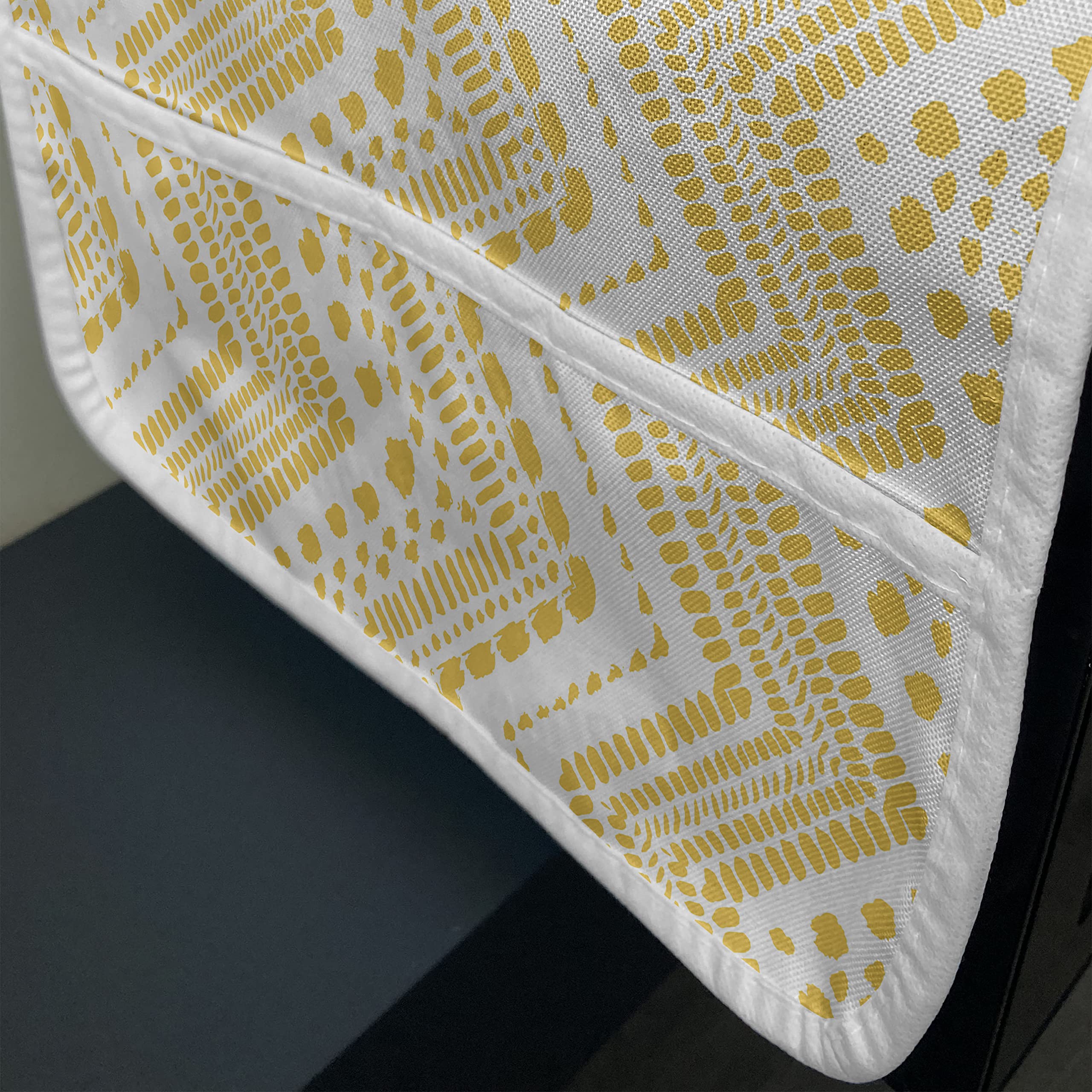 Ambesonne Yellow Chevron Microwave Cover - Hand Drawn Aztec Tribal Pattern with Dashed Lines - Waterproof Kitchen Organizer with Pockets - 36
