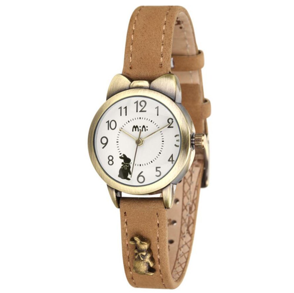 DREAMING Q&P Girls Quartz Watch with Soft Leather Strap & Bowknot Case - Cute Fashion Wristwatch for Students & Teens - Perfect for School, Daily Wear & Gifts