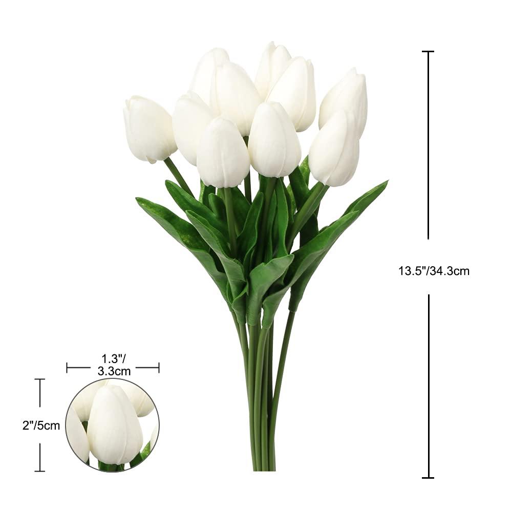 20 Pcs Real Touch Artificial Tulips - 13.5