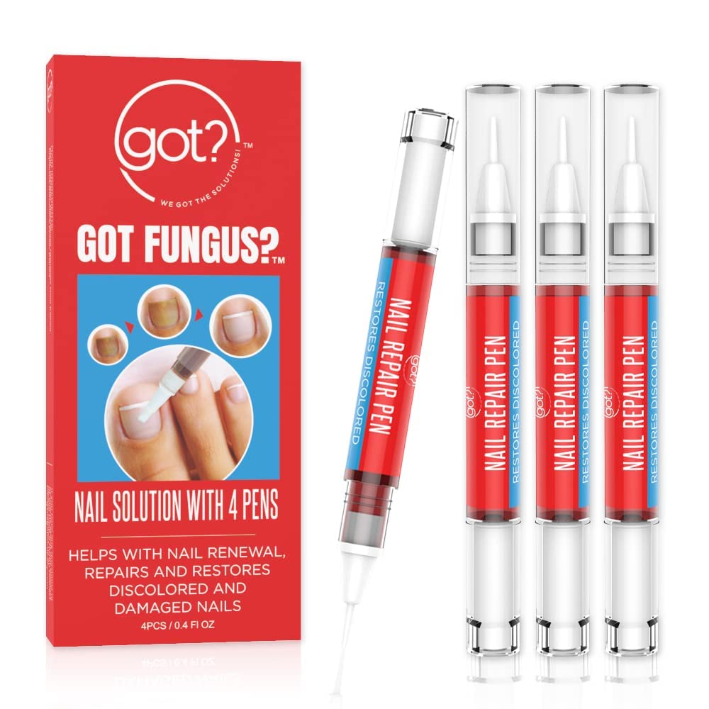 Got Fungus Nail Solution Pens - Maximum Strength Treatment for Fingernails & Toenails | Hydrates & Repairs Yellow, Cracked, Split Nails | 4-Pack Clear Nail Renewal Pens | Perfect for Athletes, Swimmers & Salon Professionals
