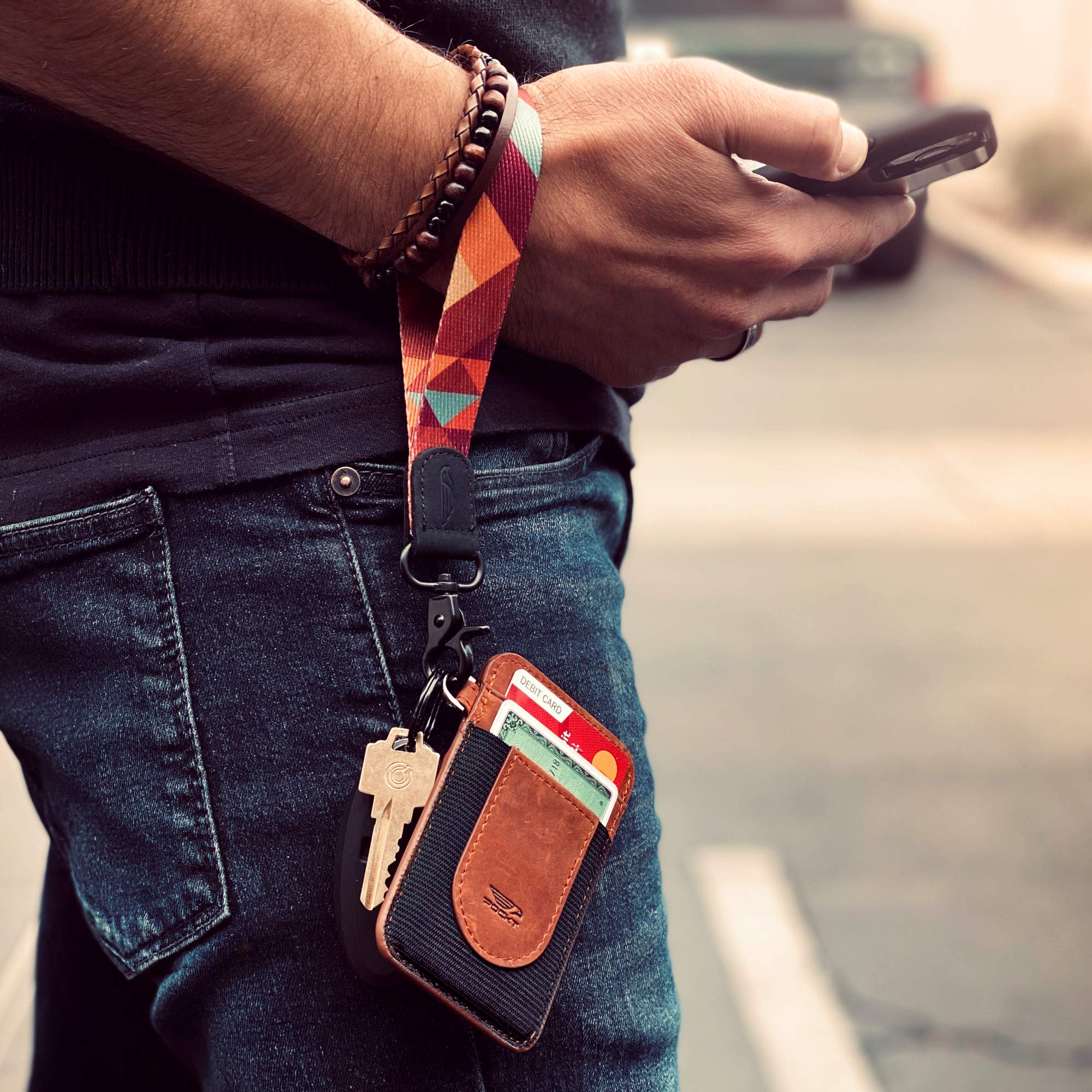 POCKT Lanyard Key Holder - Adjustable Wrist Strap for Keys & Wallets - Durable Keychain for Men & Women - Perfect for Work, Travel, Gym & Outdoor Activities