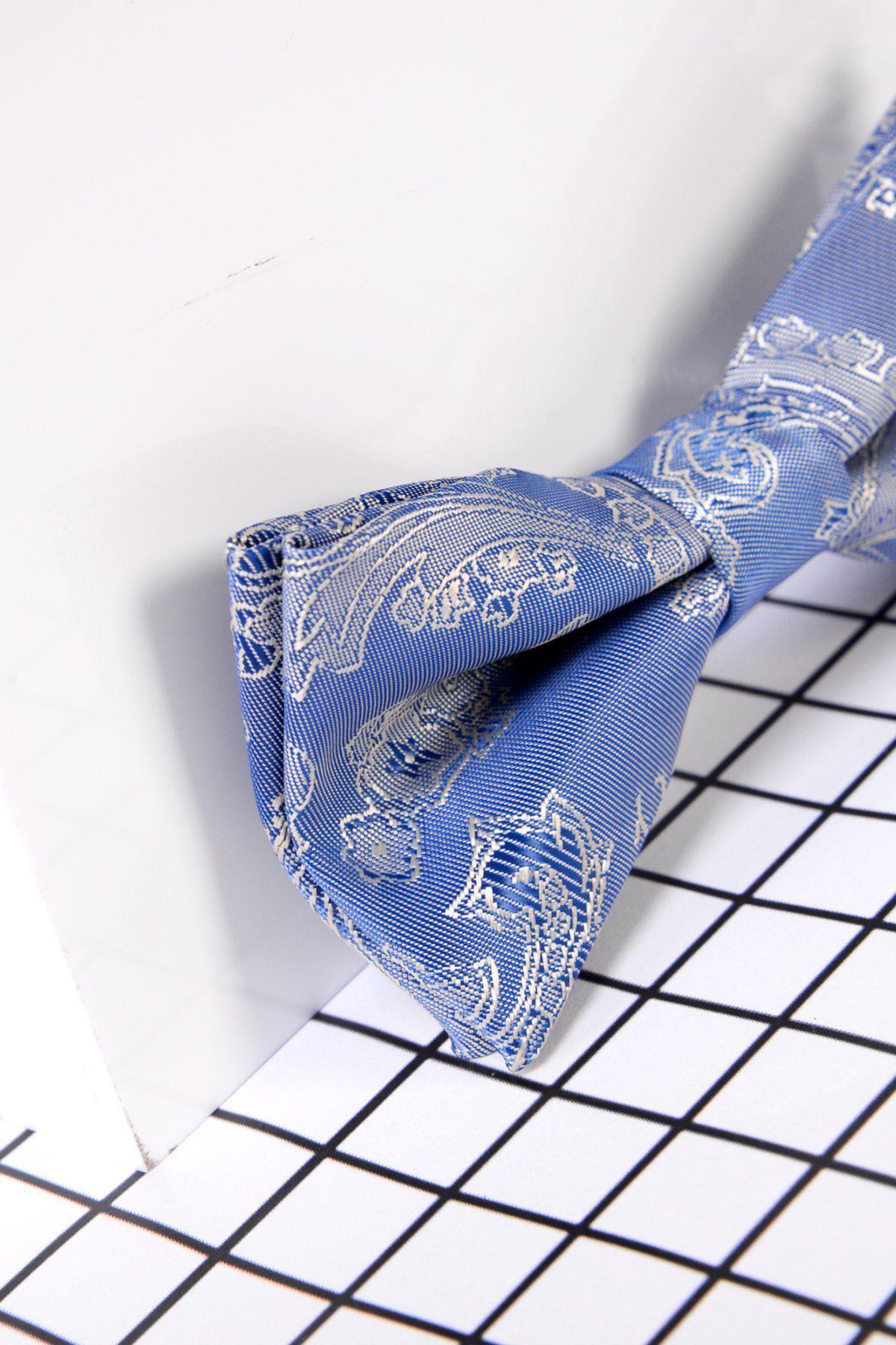 Stylish Sky Blue Paisley Print Bow Tie for Kids - Perfect for Weddings, Parties & Formal Events