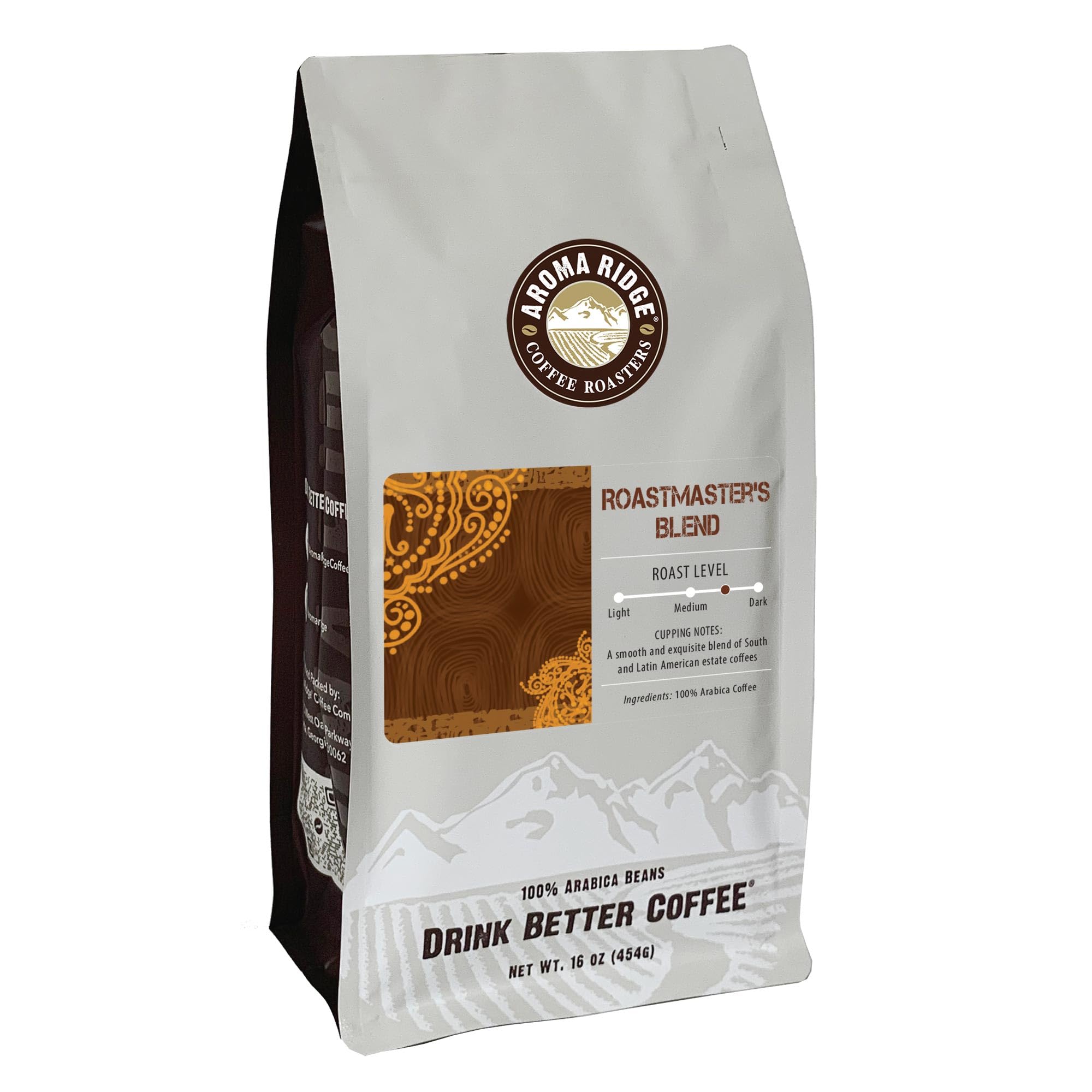 Aroma Ridge RoastMasters Blend SWP Decaf Whole Bean Coffee - 1 lb Bag | Swiss Water Process Decaffeinated | Perfect for Home Brewing, Office Use & Gifts