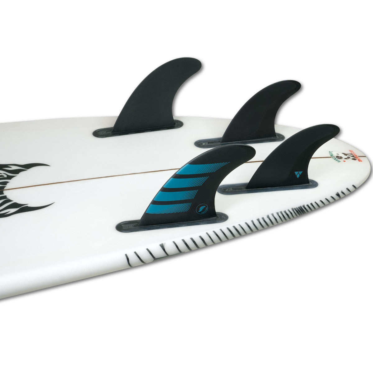 Futures 5 FIN F4 QD2 375 Alpha Carbon/Aqua Surfboard Fin - High Performance for Pro Surfers - Perfect for Big Waves and Competitive Surfing