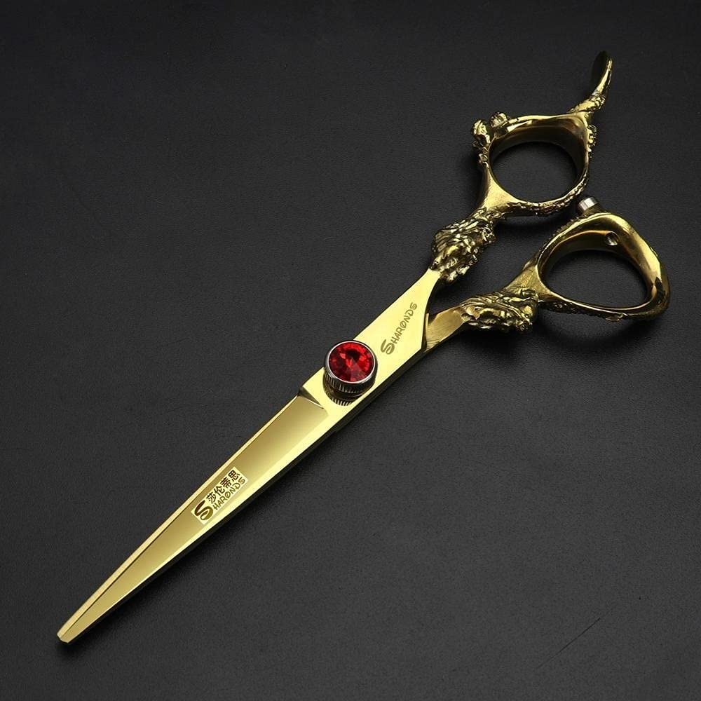 Professional Hair Cutting Scissors Set - 5.5/6/7 Inch Japan 440C Stainless Steel Barber Shears - Golden Hairdressing Scissors for Stylists & Salon Use - Perfect for Precision Haircuts, Trimming & Styling