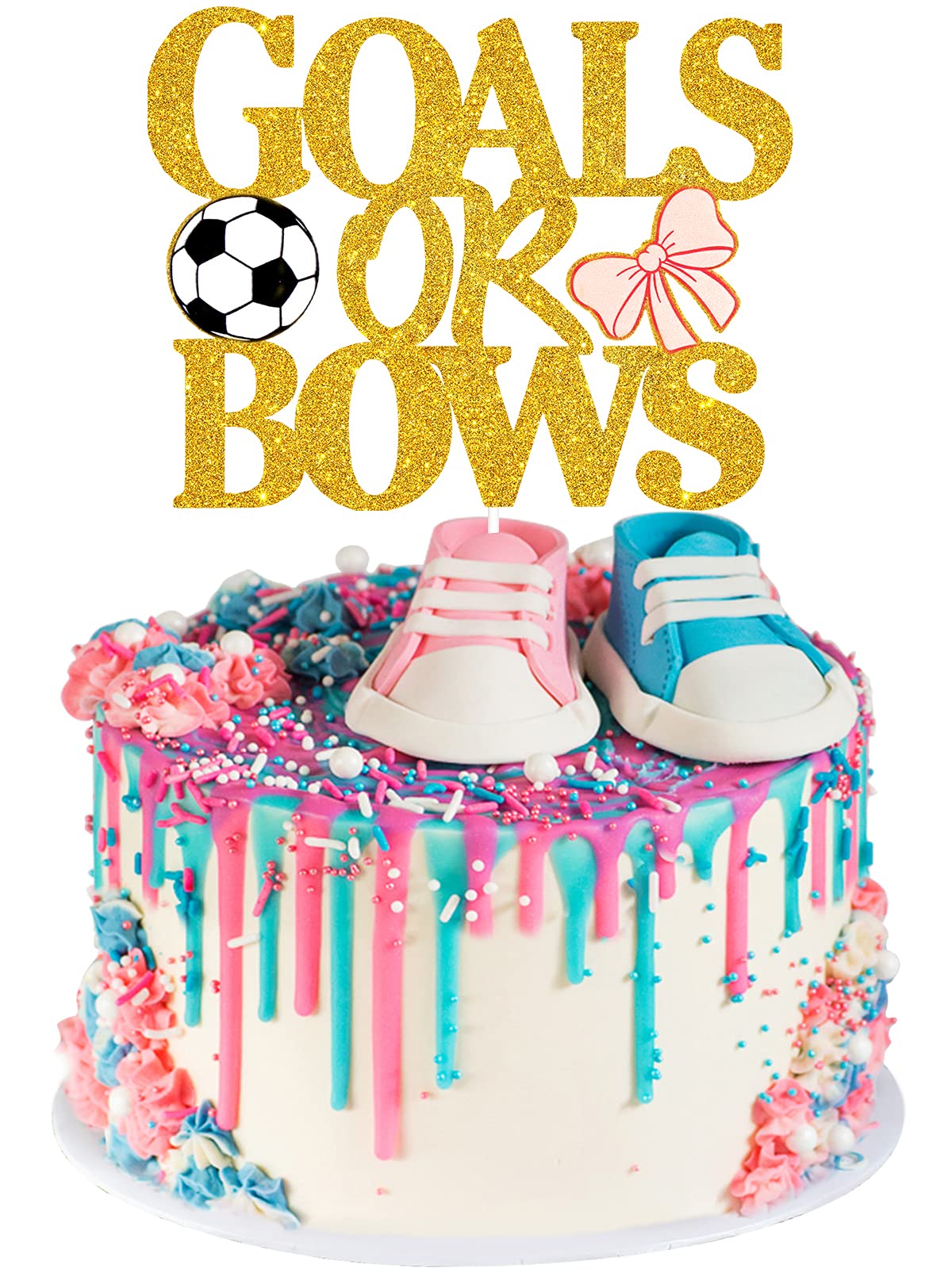 Gender Reveal Cake Topper - Boy or Girl Baby Shower Decorations - Blue & Pink Pregnancy Announcement Cake Supplies for Gender Reveal Parties & Baby Showers